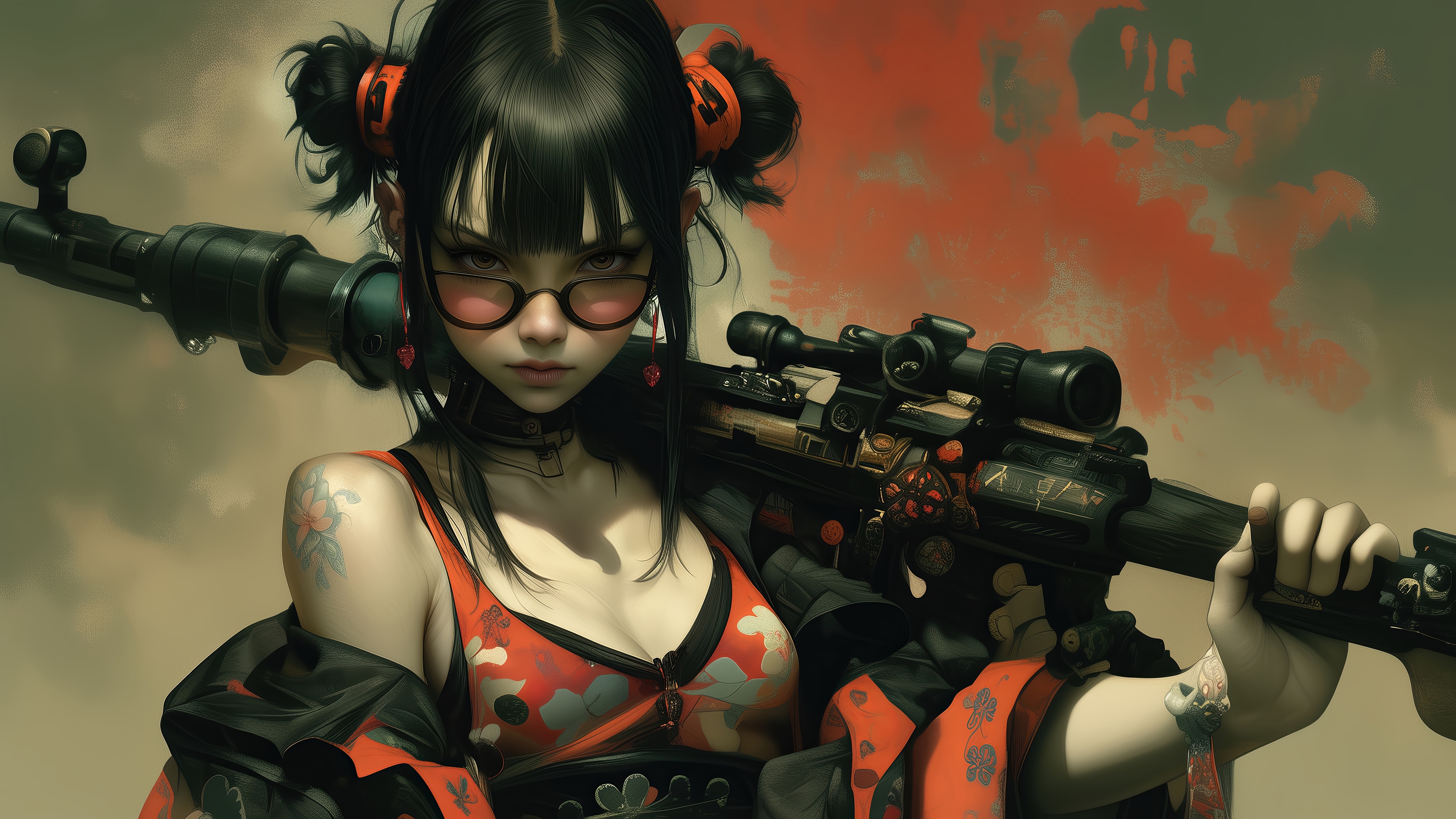Anime Girl with Sniper Rifle 4K HD Wallpaper