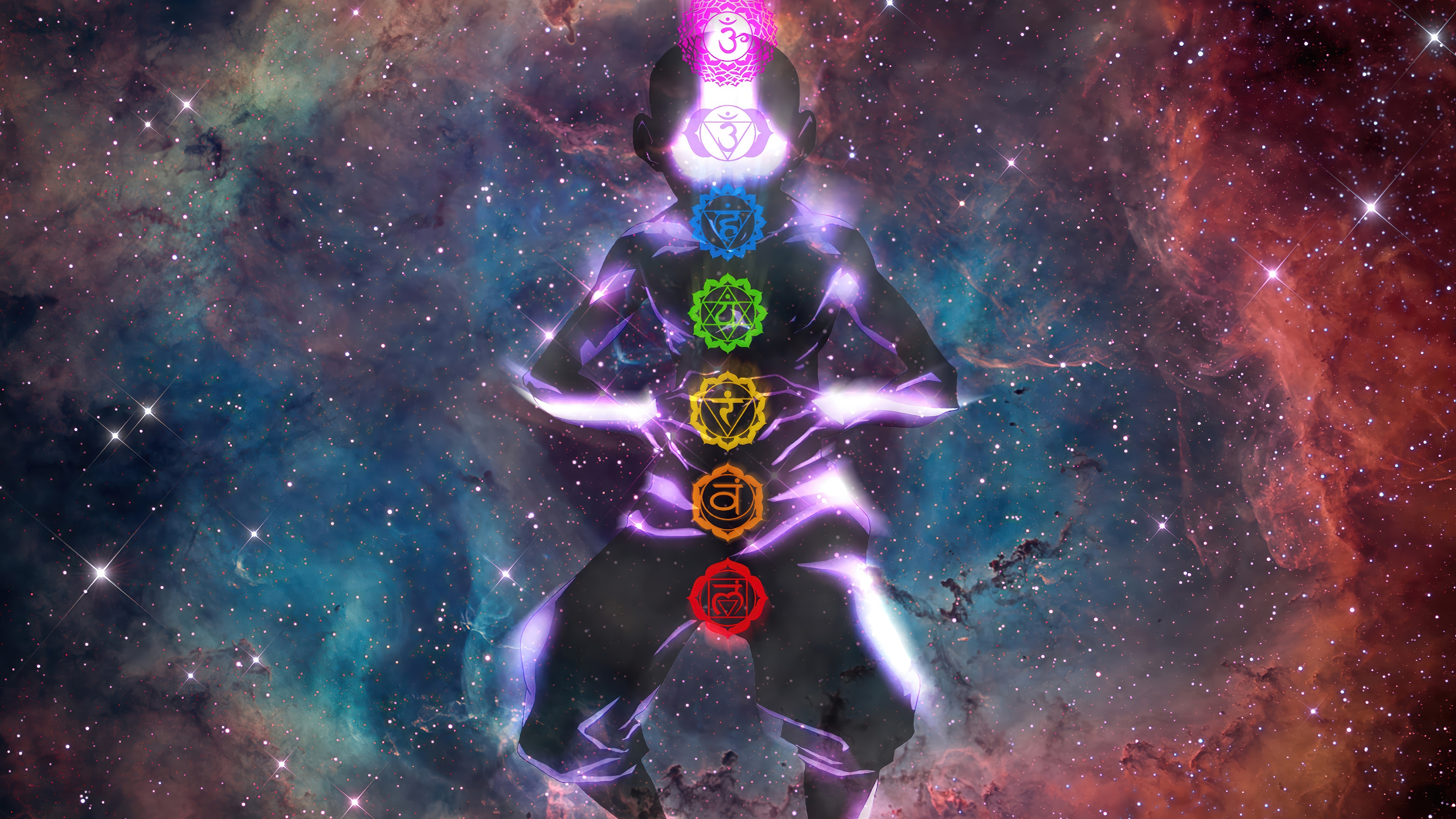 Aang with Chakras in Space 4K HD Wallpaper