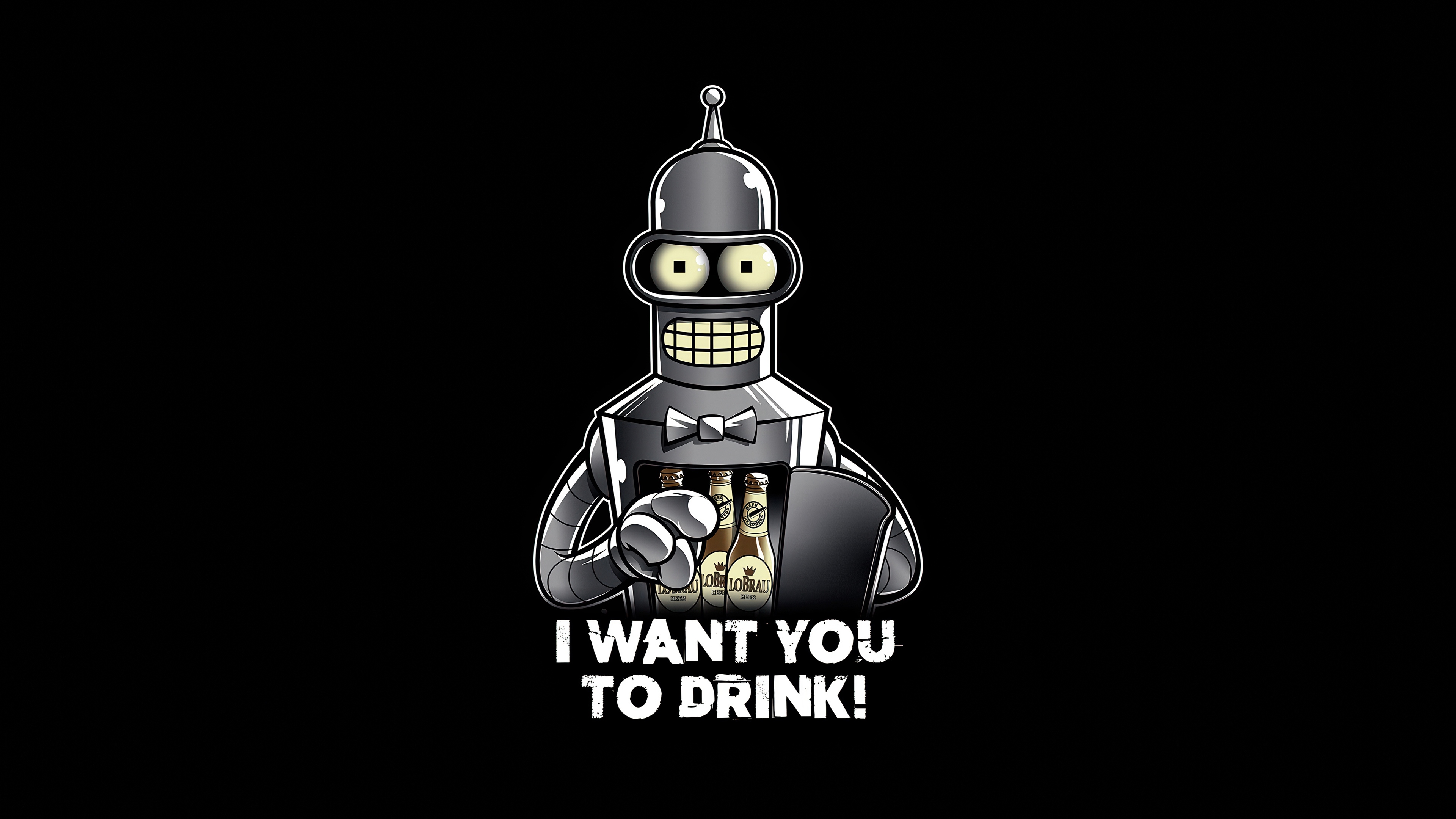Bender from Futurama holding beer bottles HD Wallpaper