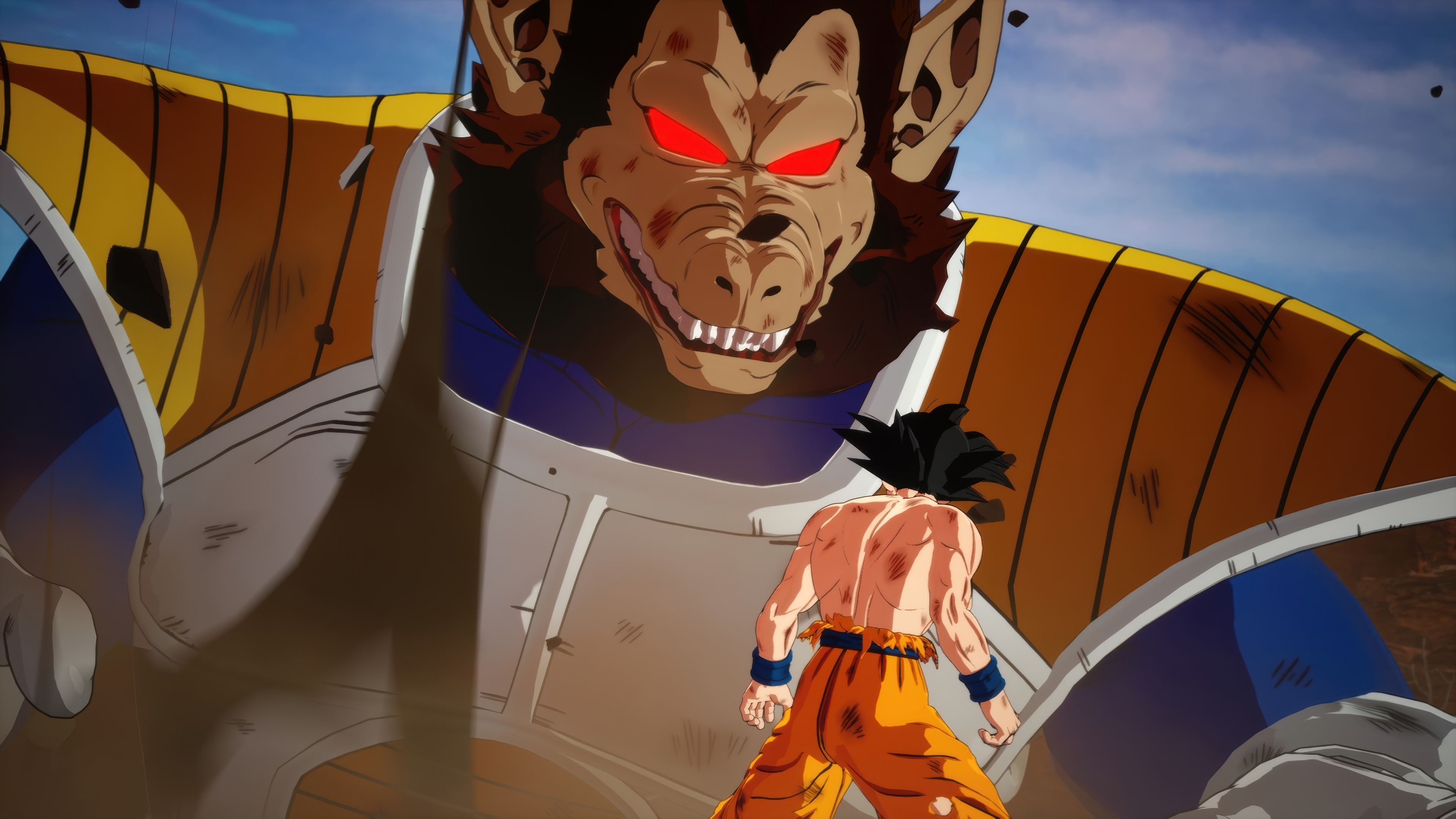 Goku faces Great Ape Vegeta in DRAGON BALL: Sparking! ZERO HD Wallpaper