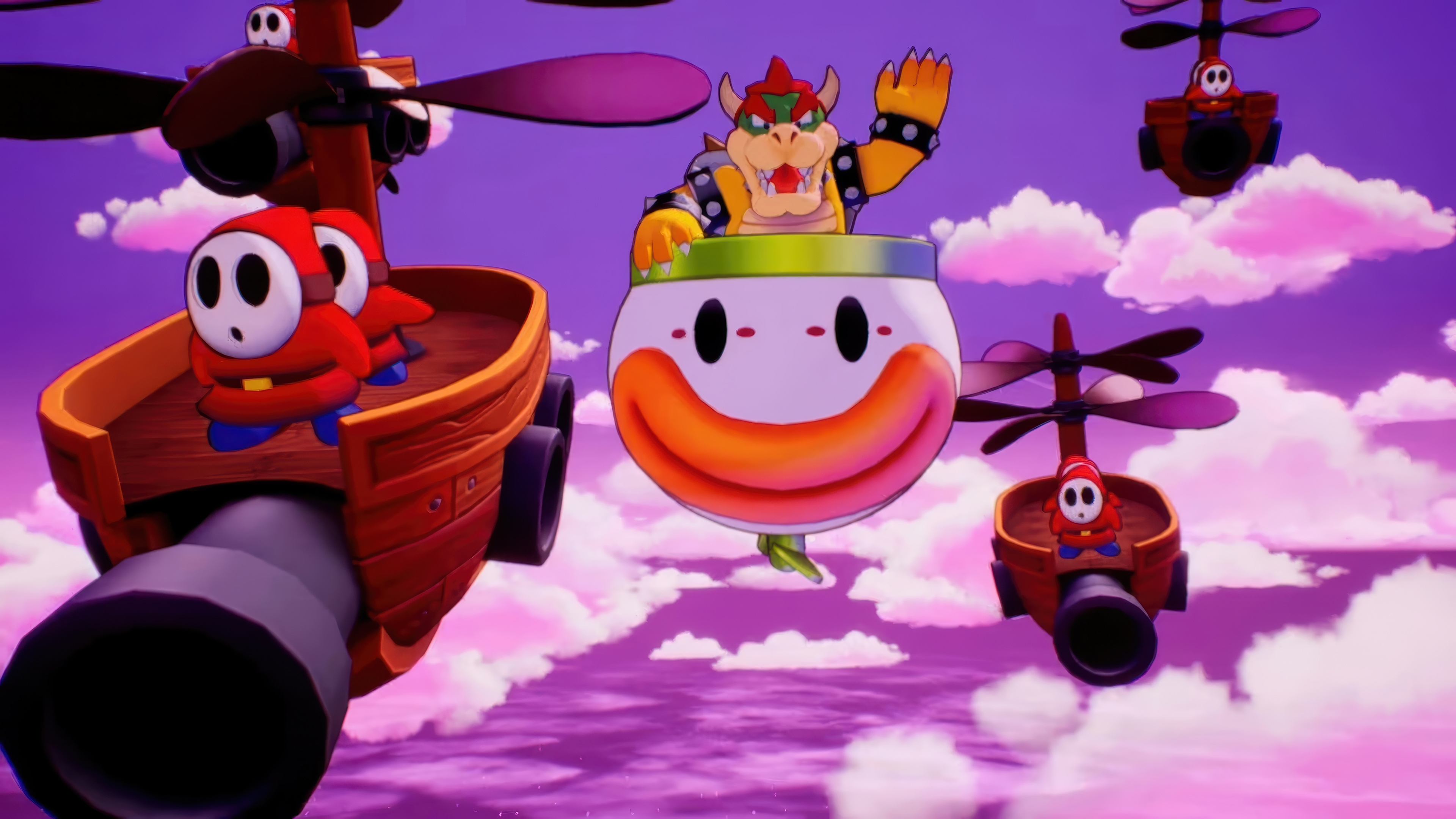 Bowser and Shy Guys in the Sky 4K HD Wallpaper