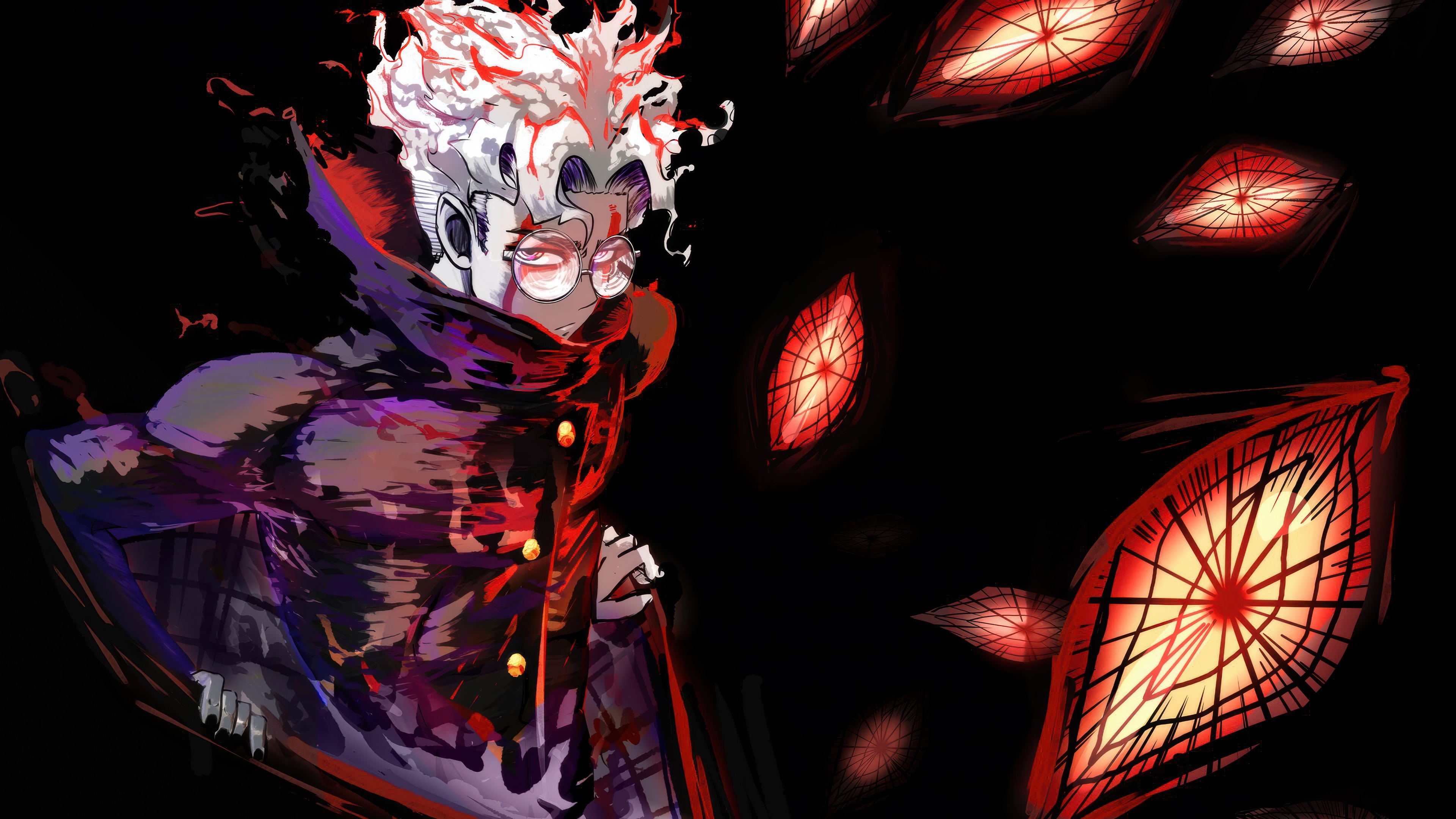 Okarun from Dandadan with red eyes HD Wallpaper