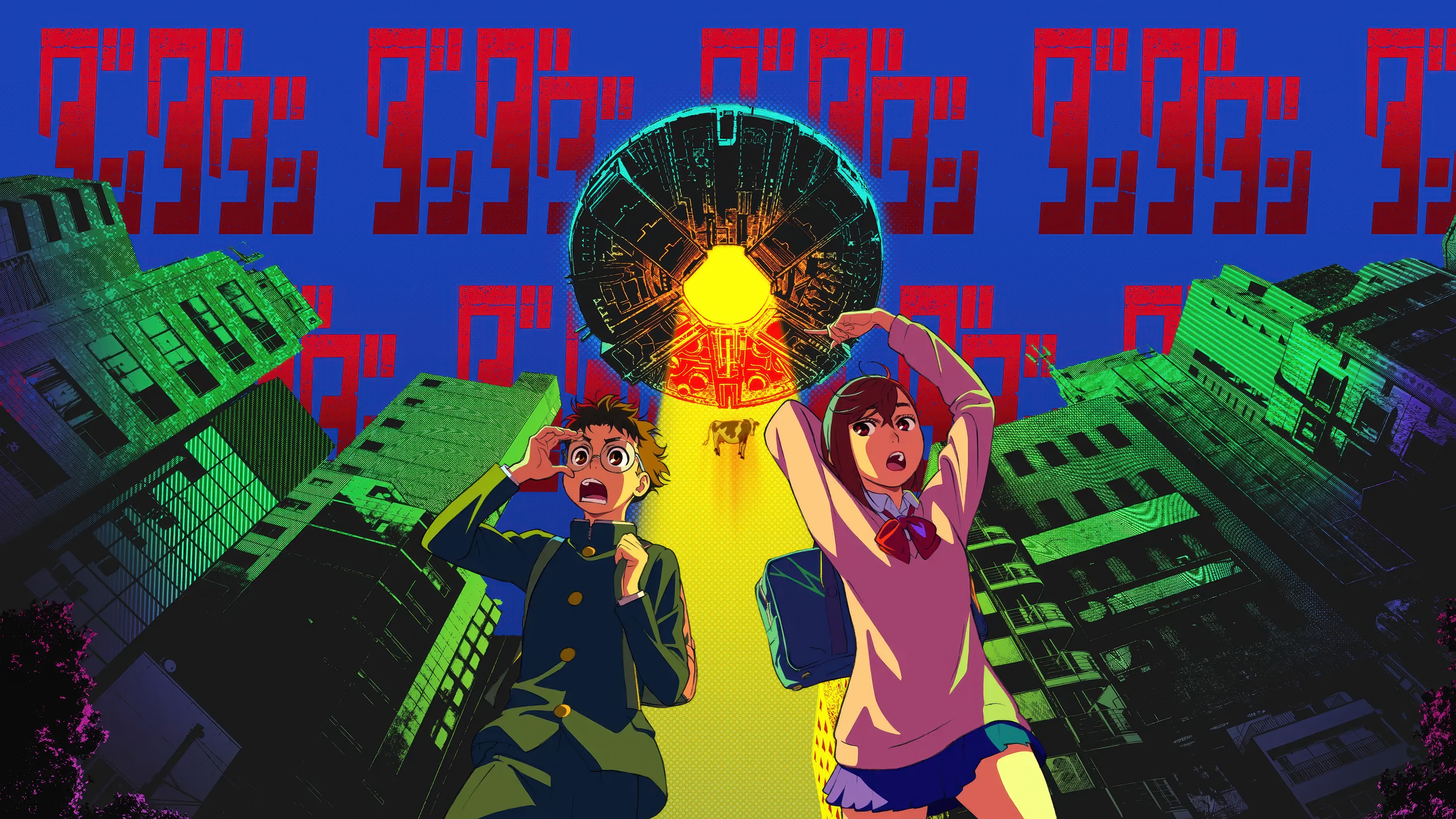 Dandadan: Okarun and Momo face a UFO HD Wallpaper