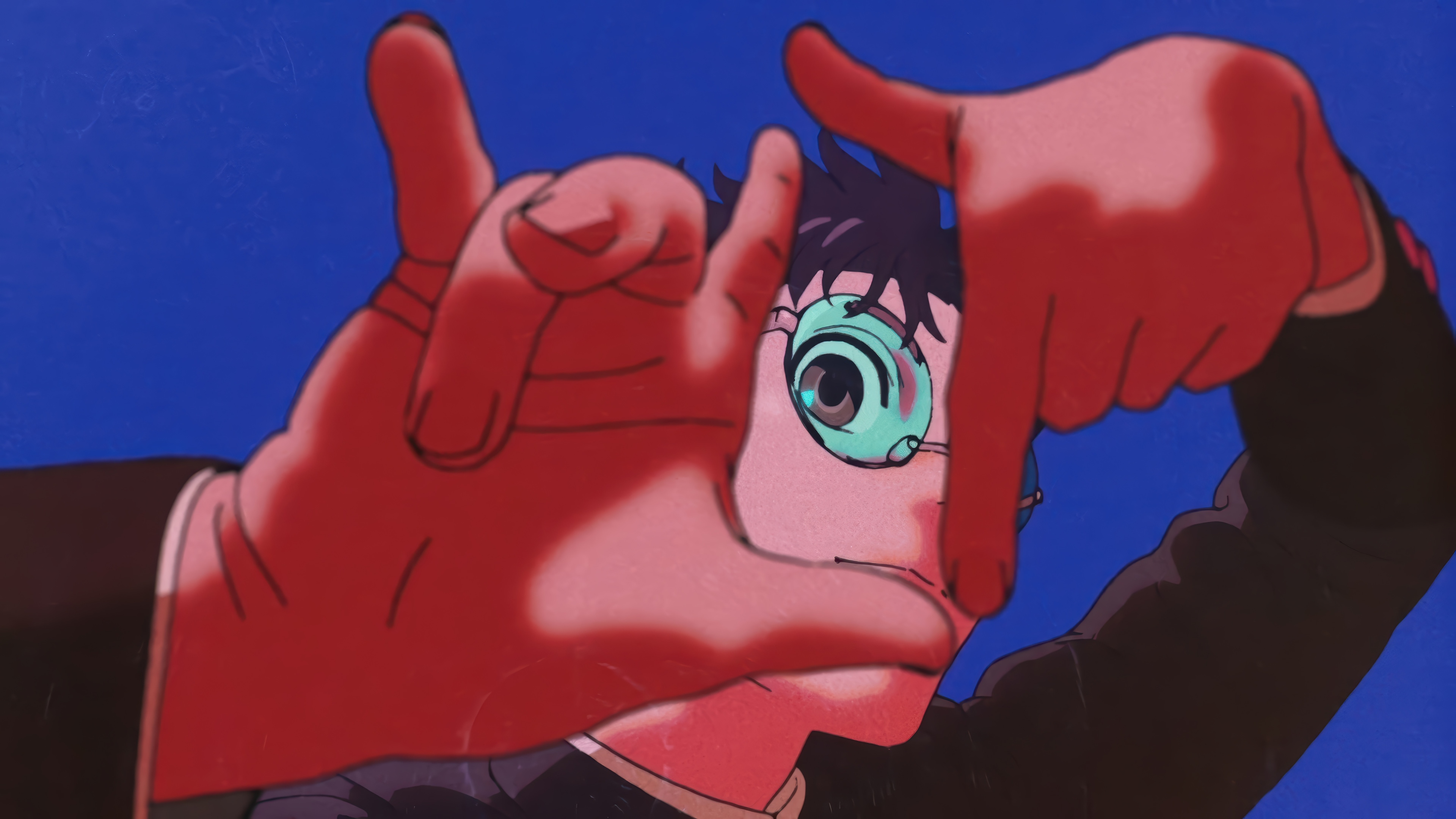 Okarun framing a shot with his hands, Dandadan 4K HD Wallpaper