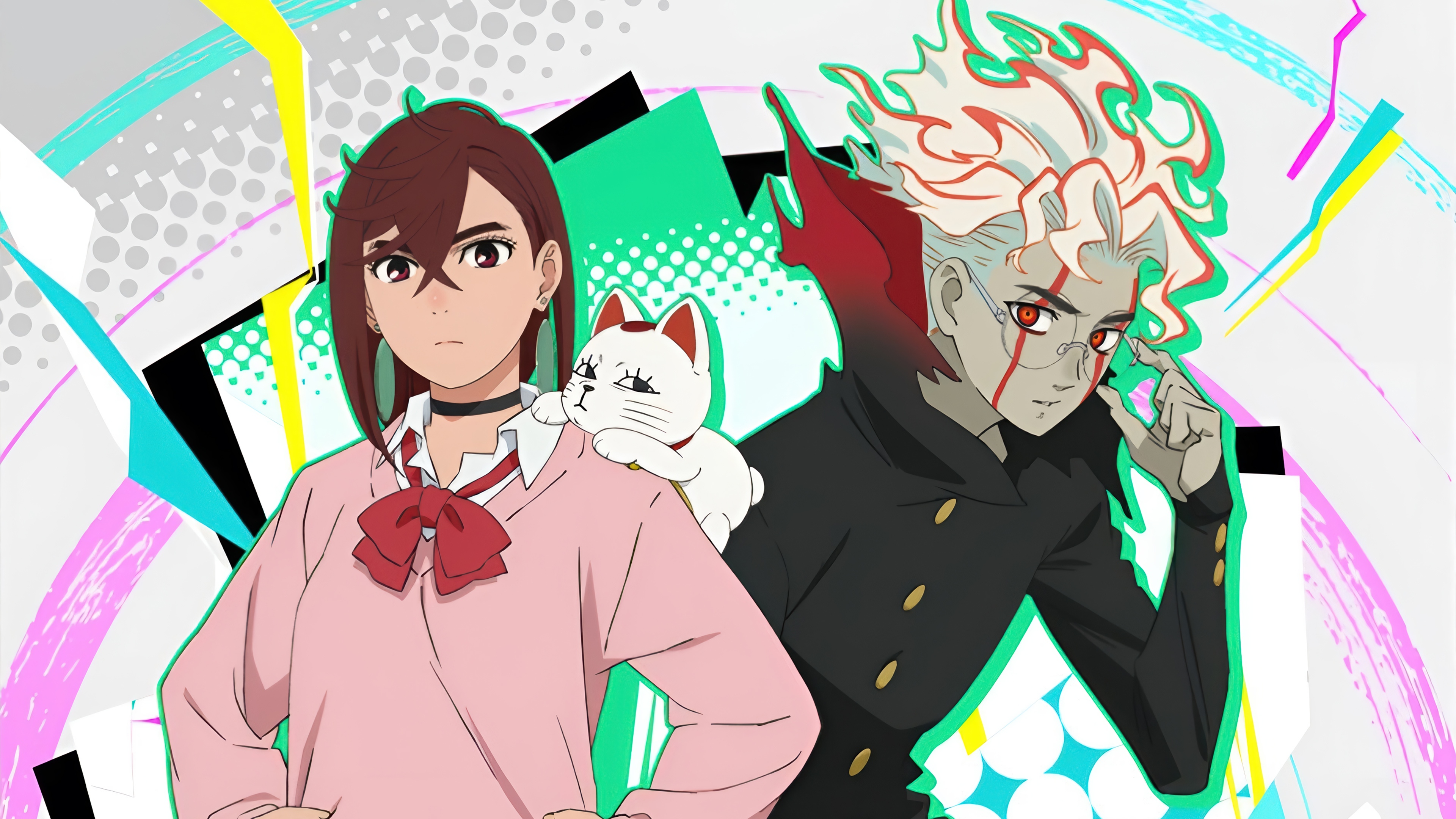 Dandadan Anime Momo Ayase and Turbo Granny 4K HD Wallpaper