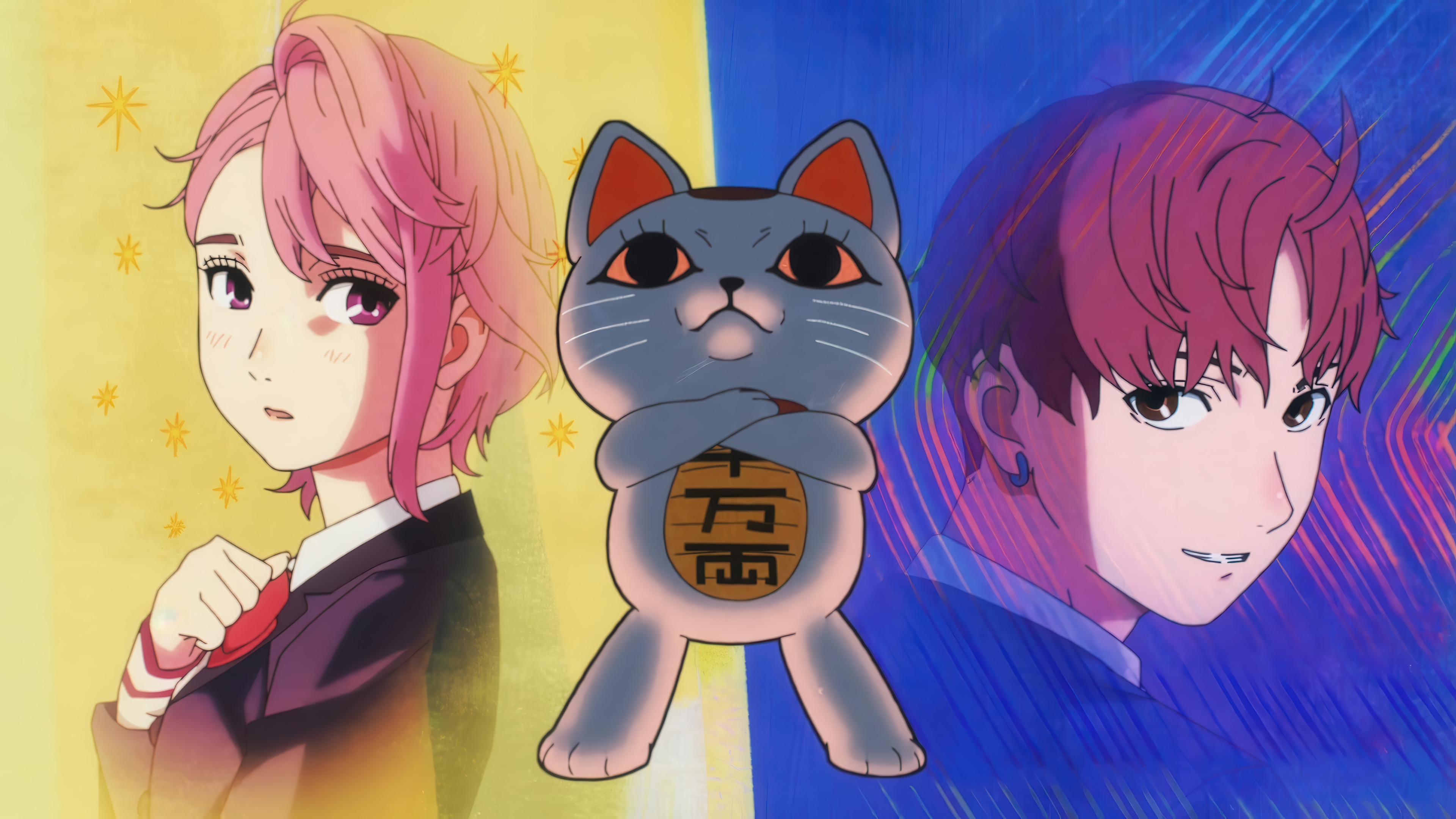 Dandadan: Aira Shiratori, Jiji, and Turbo Granny HD Wallpaper