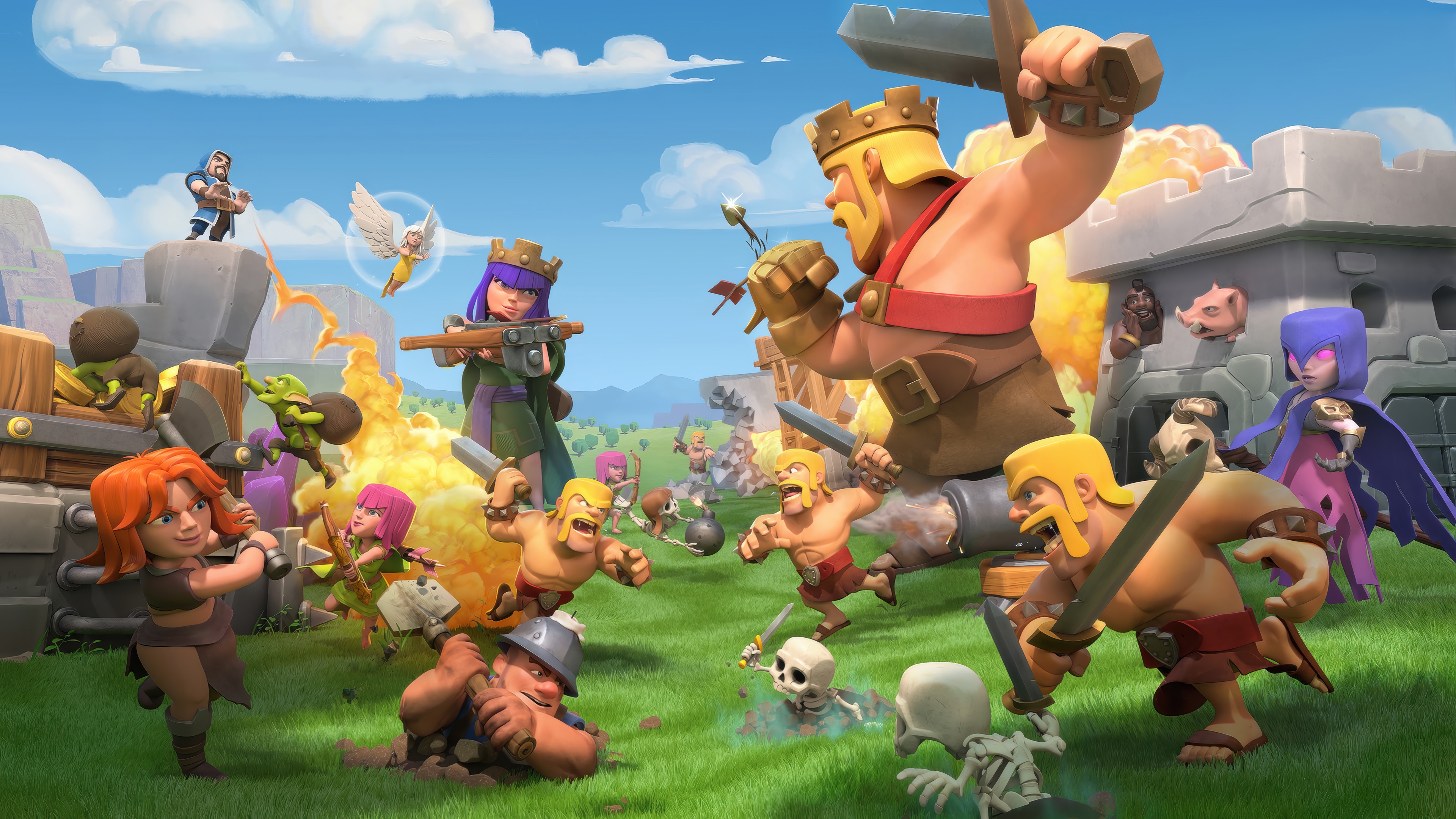 Clash of Clans 4K: Barbarian King and Archer Queen Battle HD Wallpaper