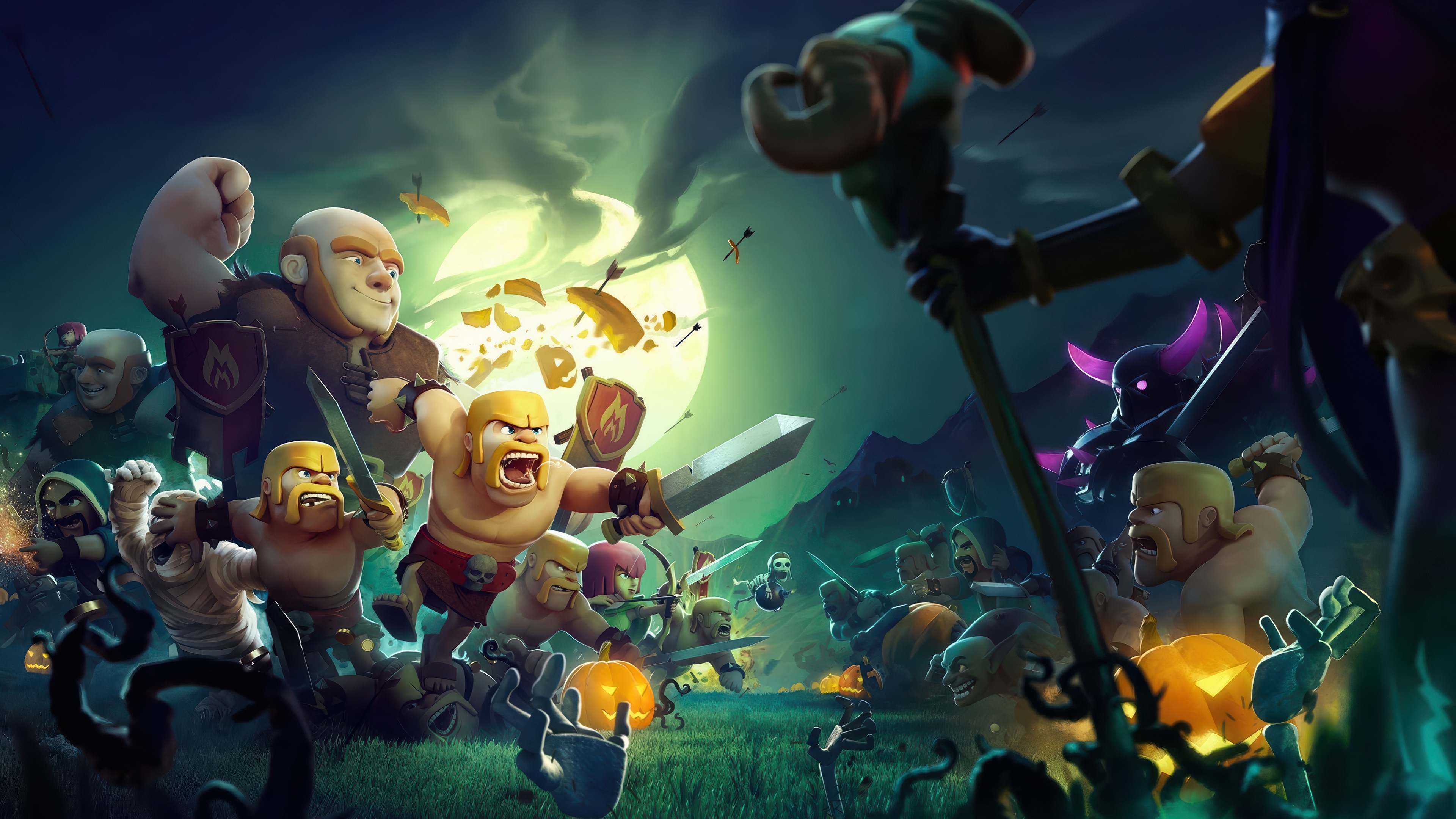 Clash of Clans 4K Halloween Battle HD Wallpaper