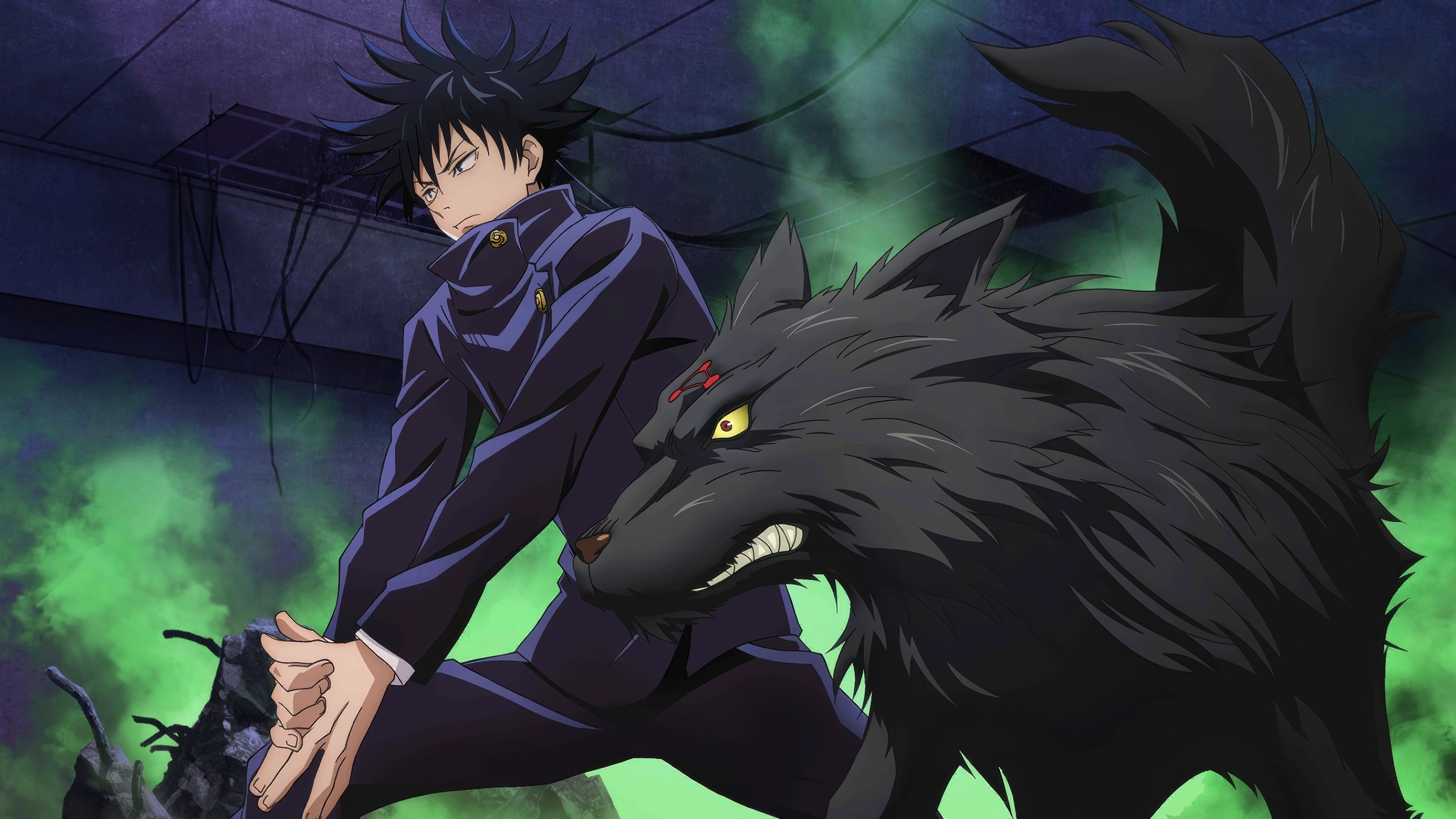 Megumi Fushiguro with a Divine Dog in 4K HD Wallpaper