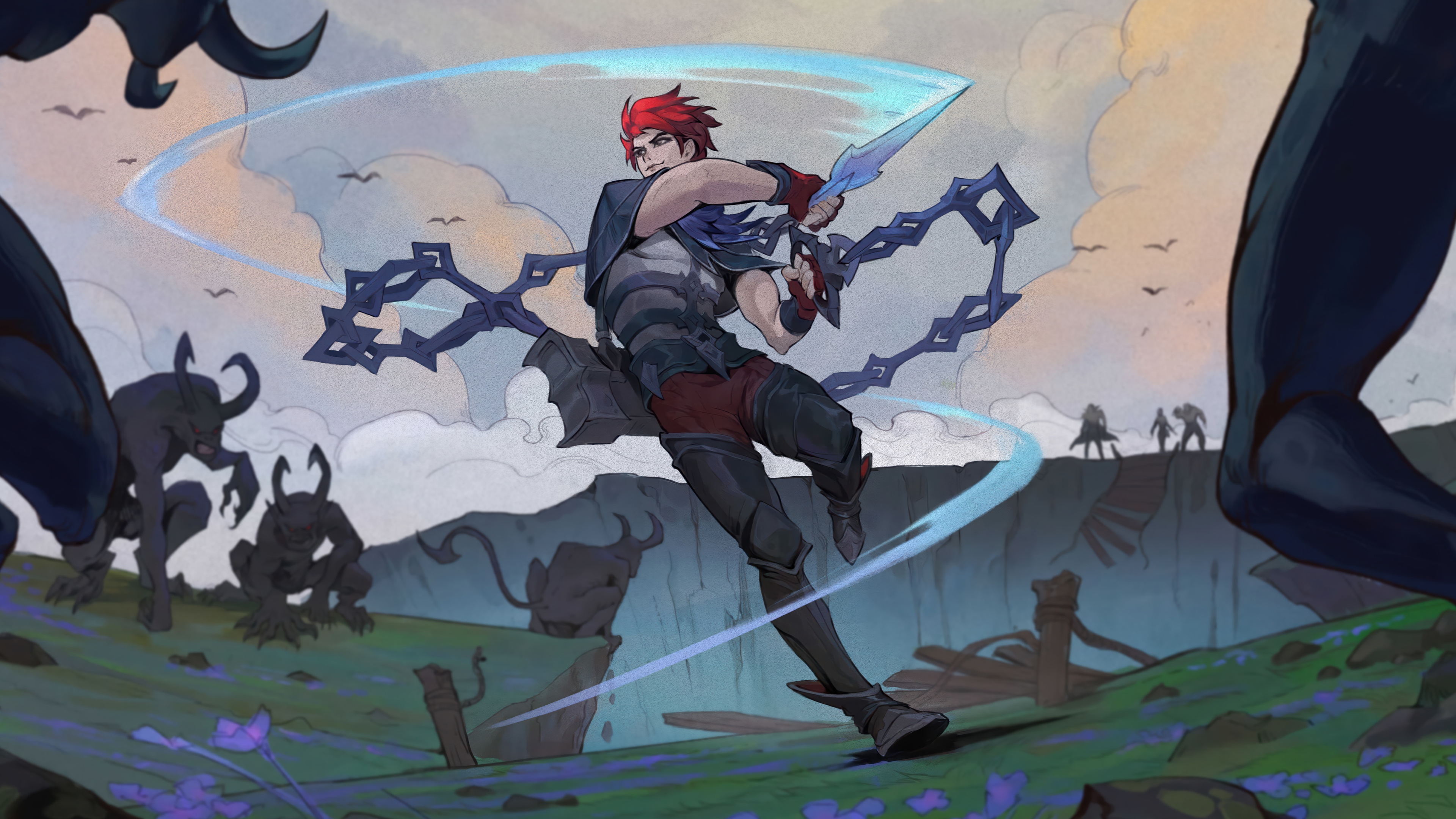 Julian from Mobile Legends fighting monsters HD Wallpaper