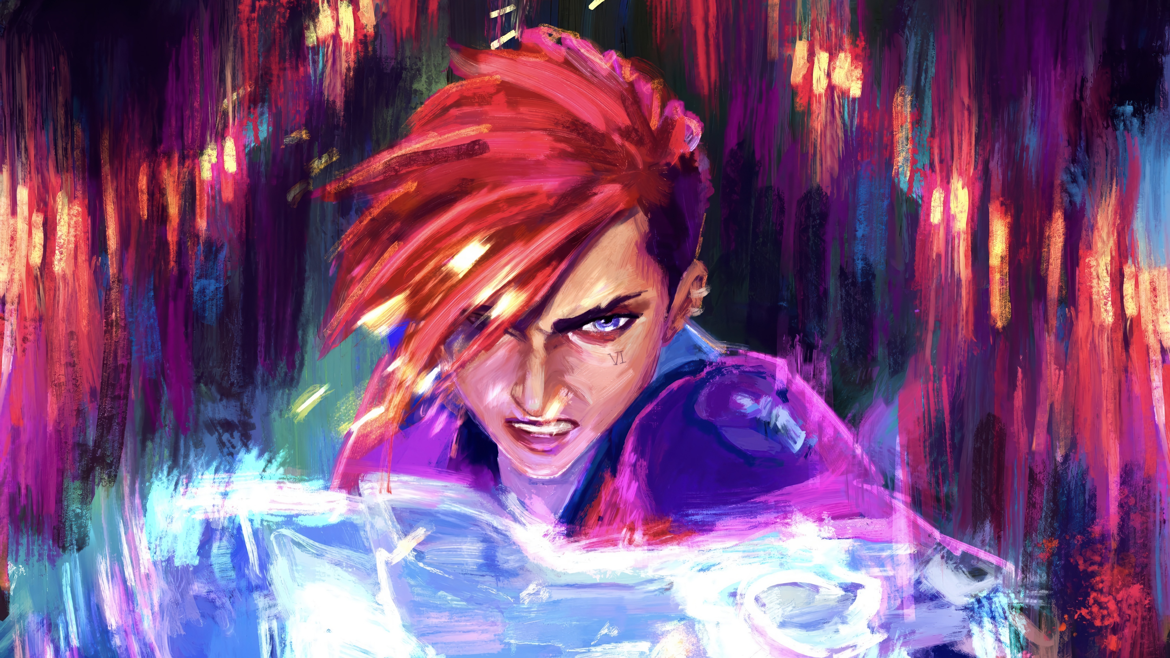 Vi from Arcane with glowing energy HD Wallpaper