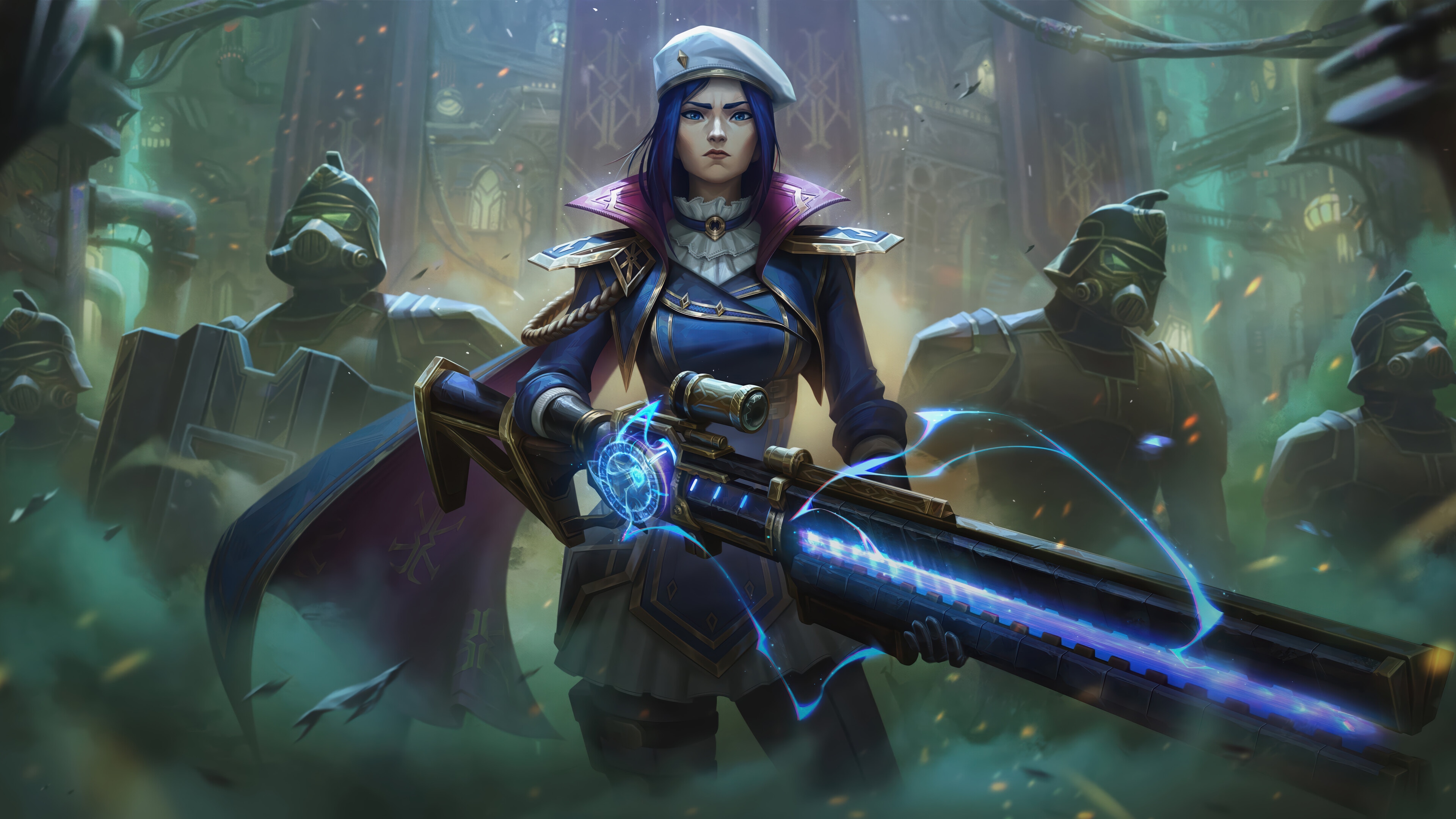 Caitlyn from League of Legends with a sniper rifle HD Wallpaper
