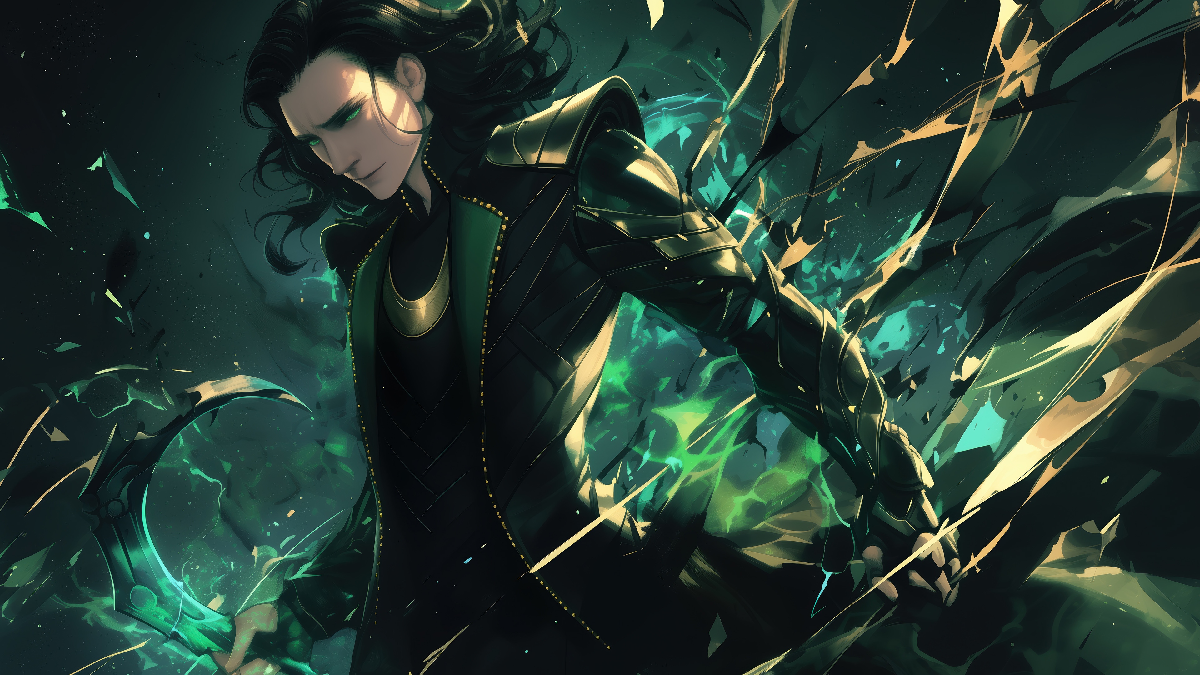 Loki in a dark, magical setting HD Wallpaper