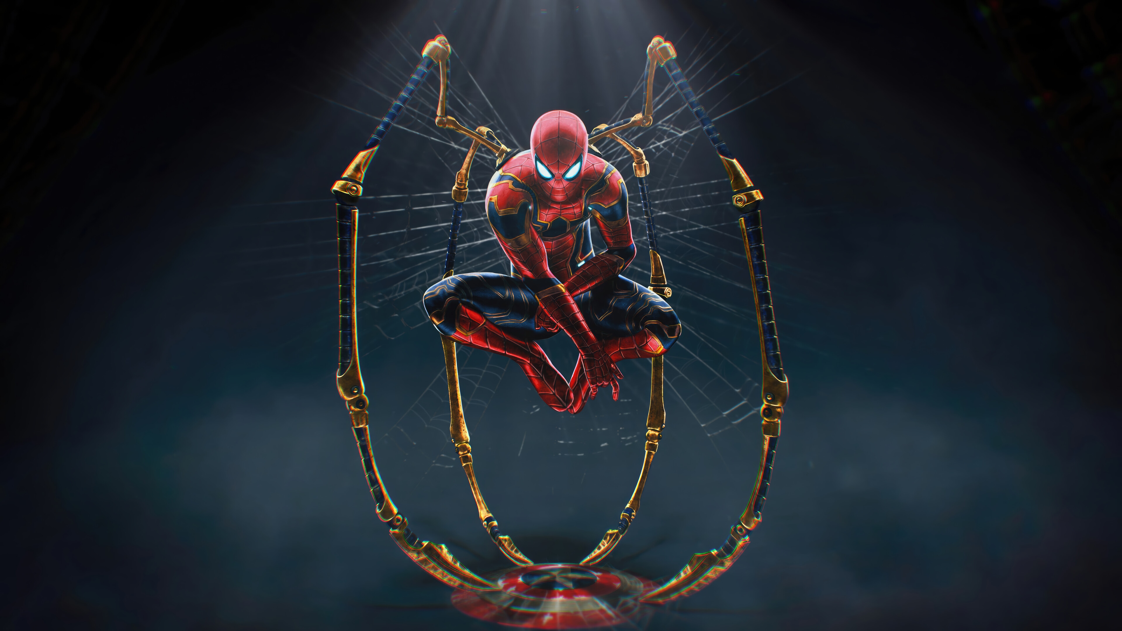 Spider-Man in Iron Spider Suit with Mechanical Arms HD Wallpaper