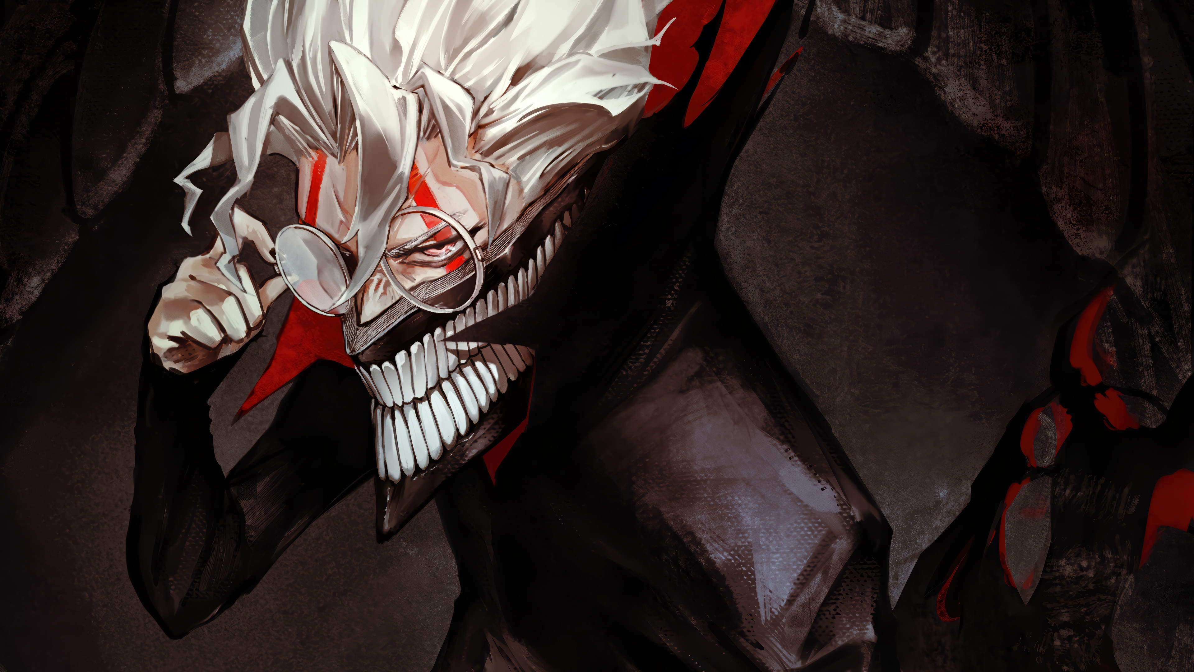 Dandadan: Ken Takakura with sharp teeth and glasses HD Wallpaper