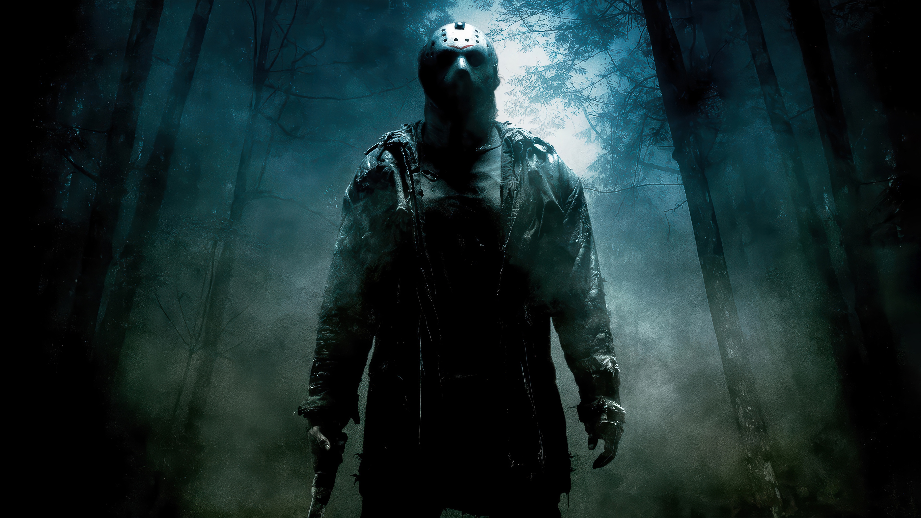 Jason Voorhees in a dark forest HD Wallpaper