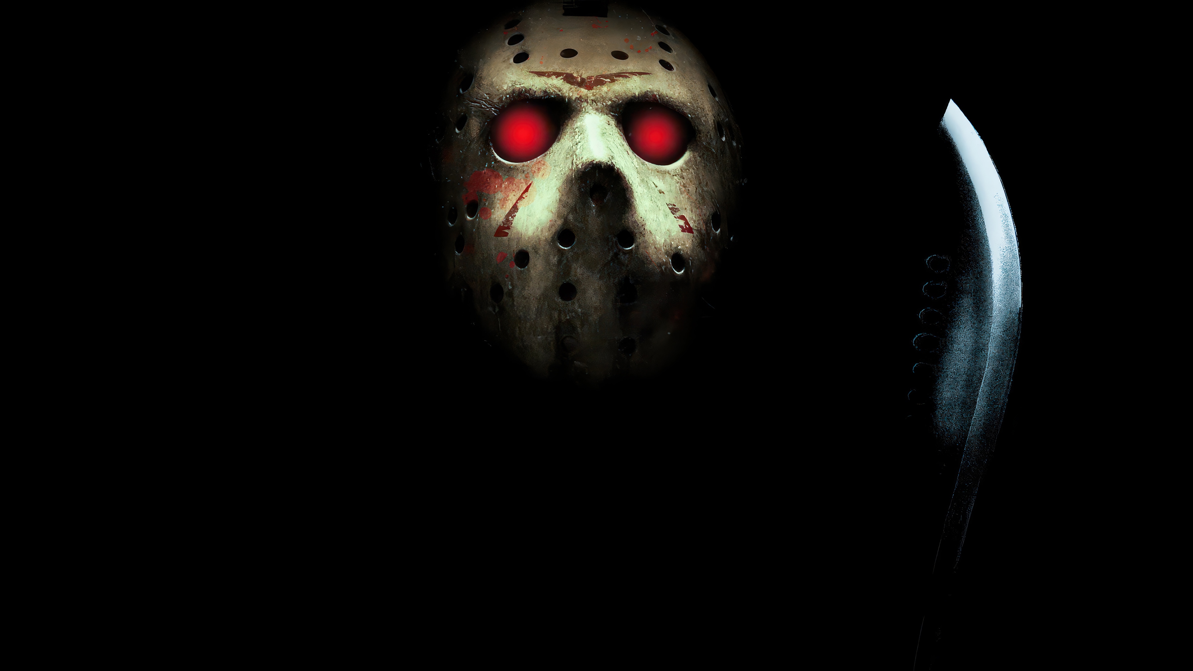 Jason Voorhees Mask and Knife 4K HD Wallpaper