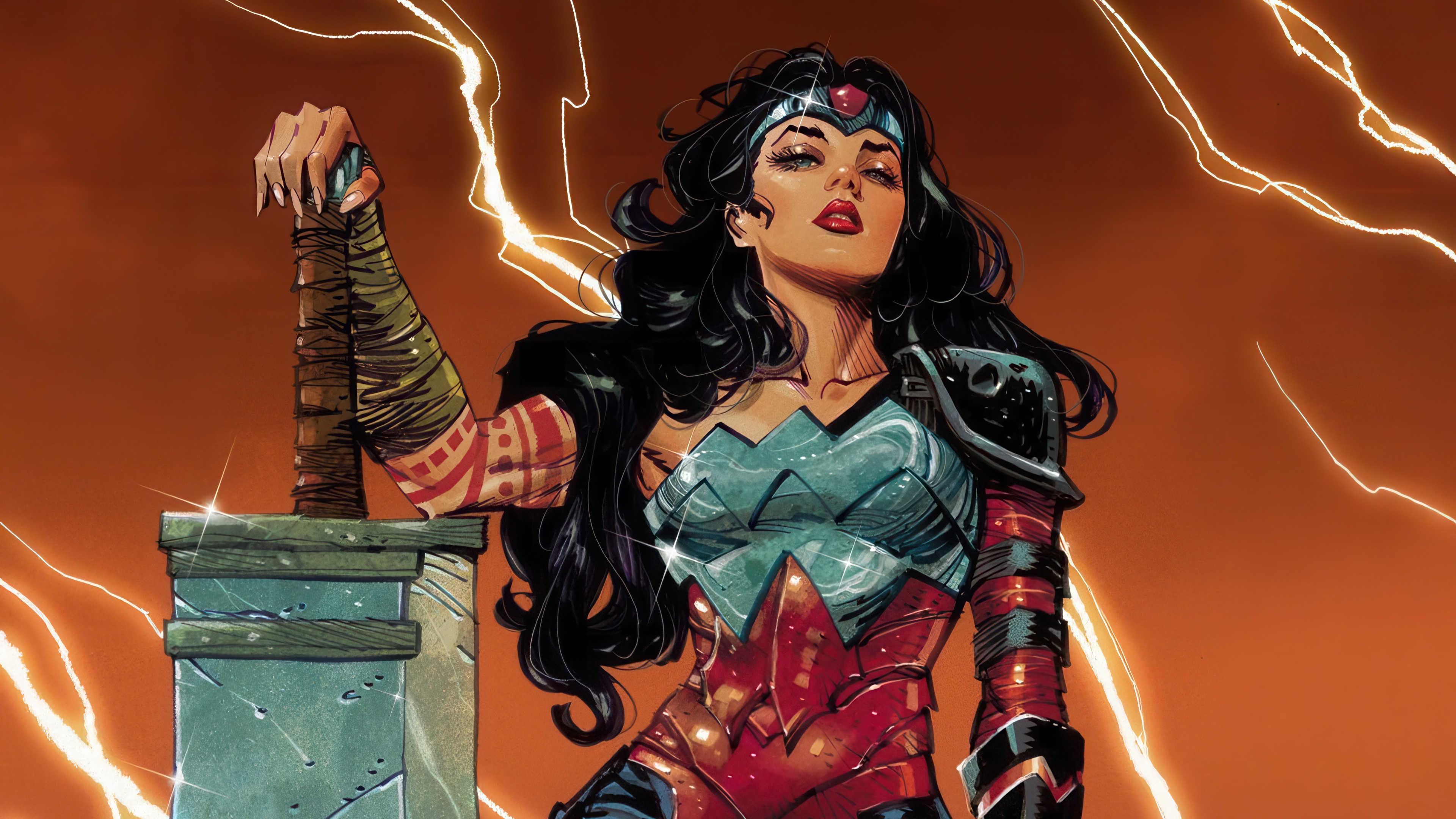 Wonder Woman with Sword and Lightning 4K HD Wallpaper