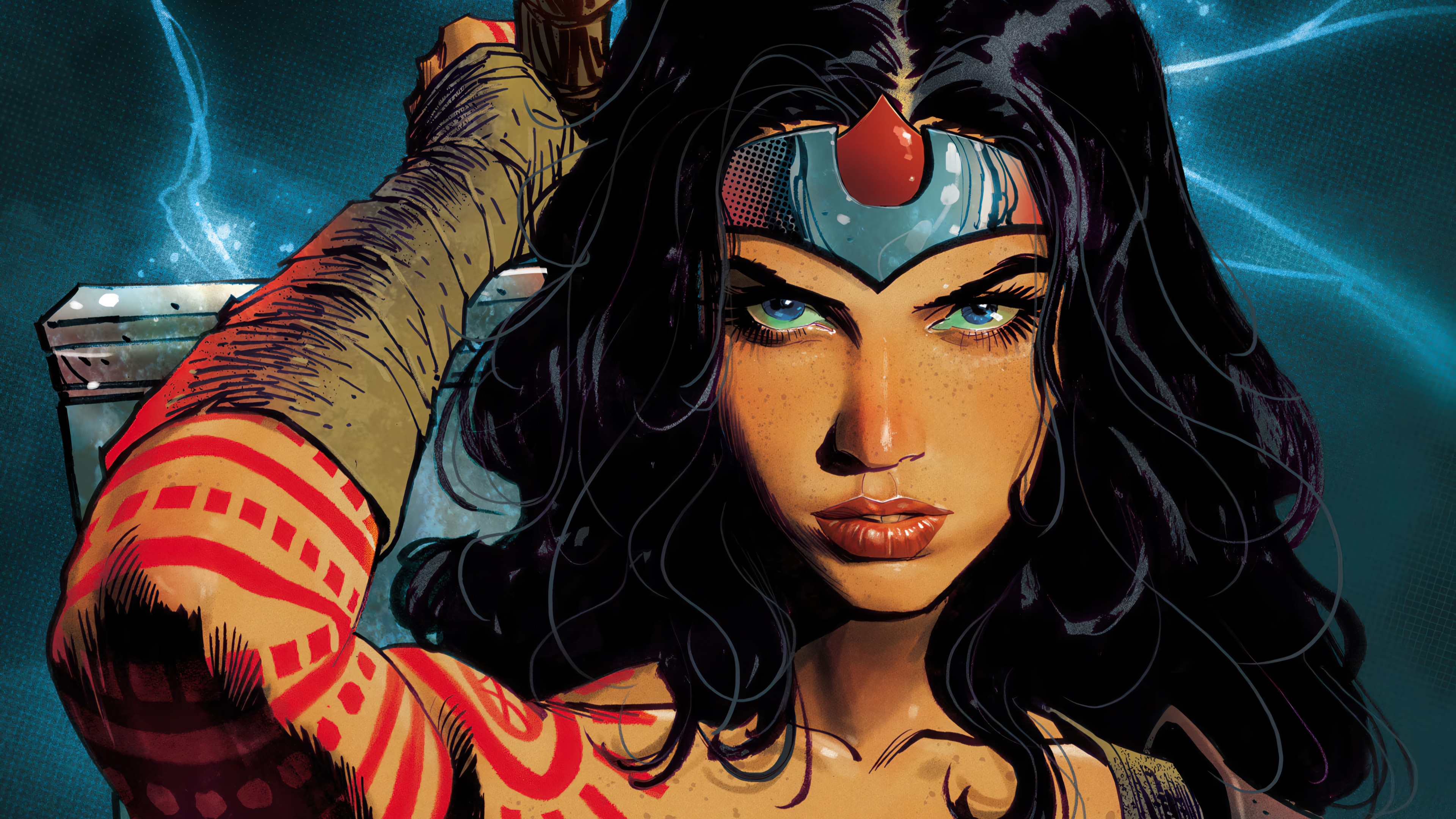 Wonder Woman 4K Comic Art HD Wallpaper