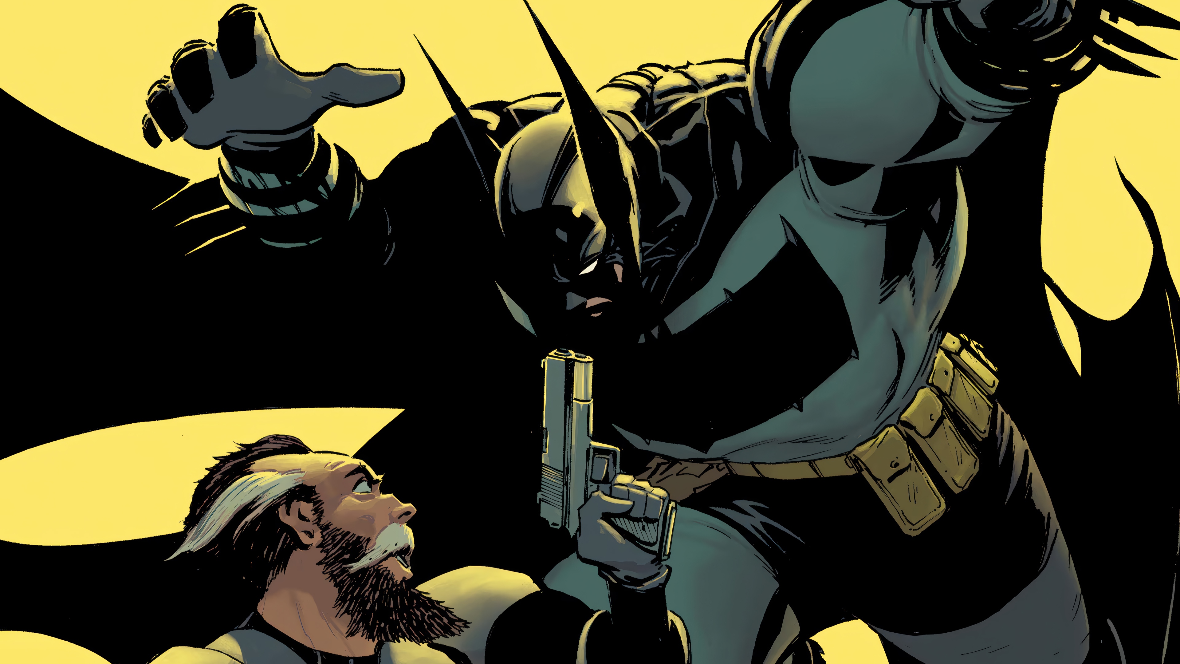 Batman confronts a man with a gun HD Wallpaper
