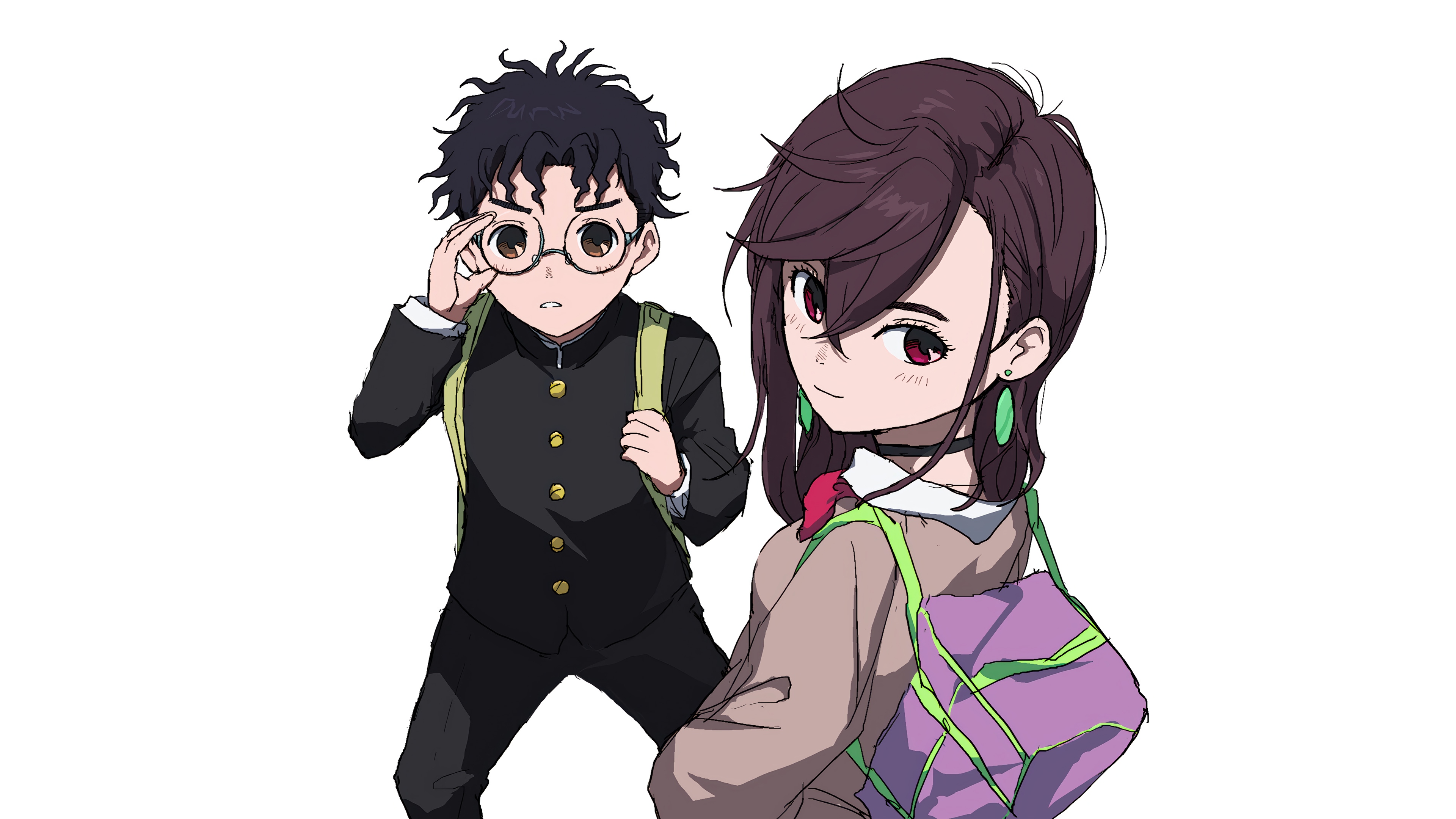 Momo Ayase and Okarun from Dandadan HD Wallpaper