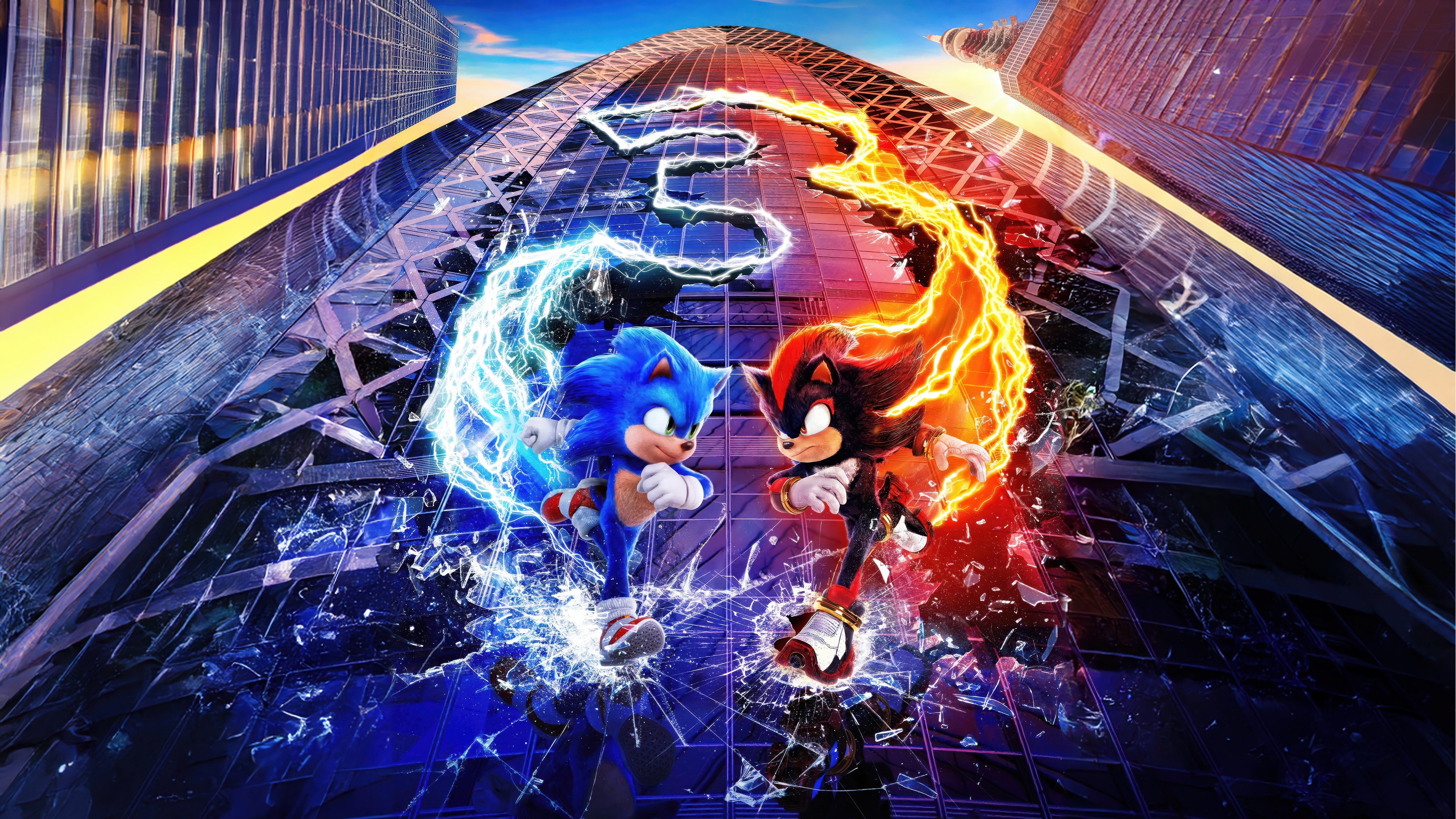Sonic and Shadow in Sonic the Hedgehog 3 4K HD Wallpaper
