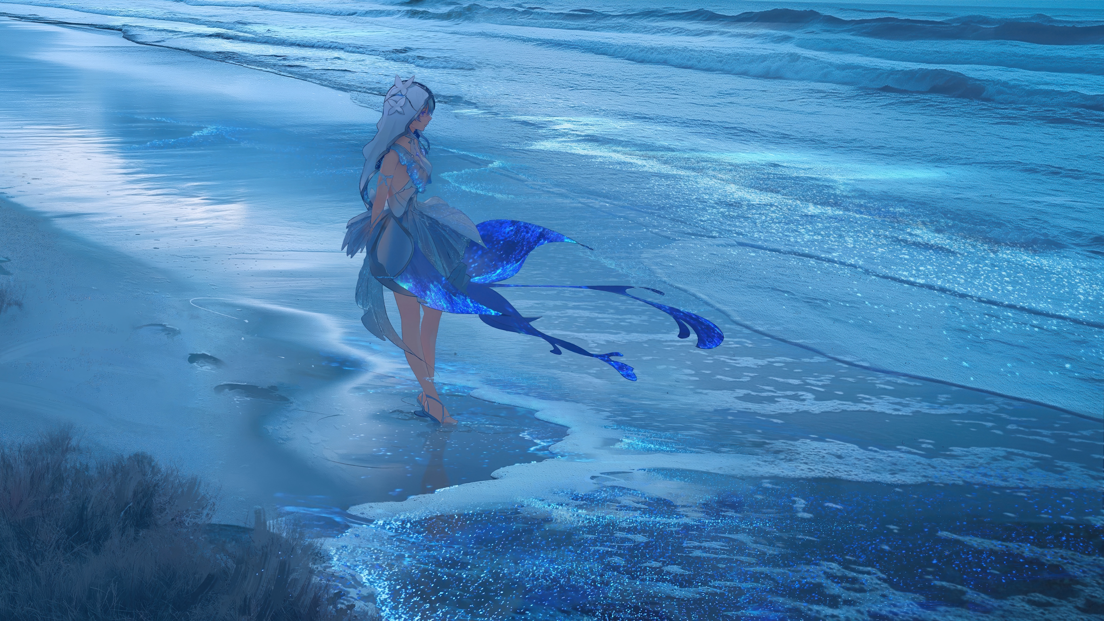 The Shorekeeper on a Beach in Wuthering Waves 4K HD Wallpaper