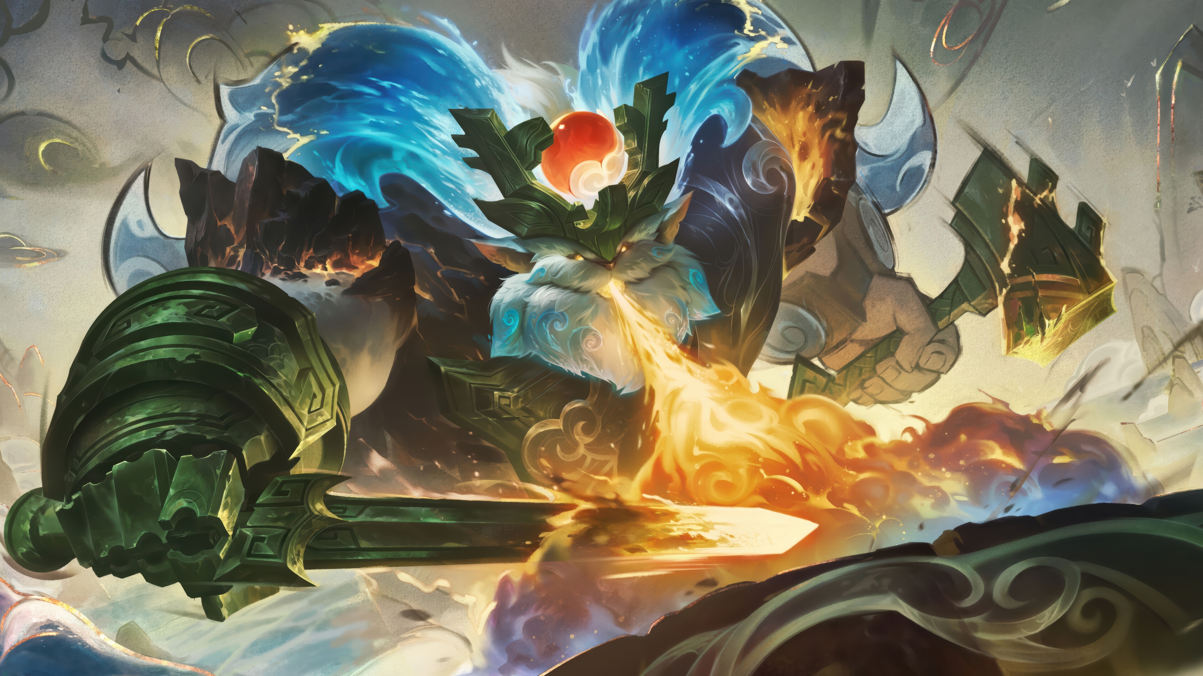 Ornn from League of Legends Shan Hai Scrolls Splash Art 4K HD Wallpaper