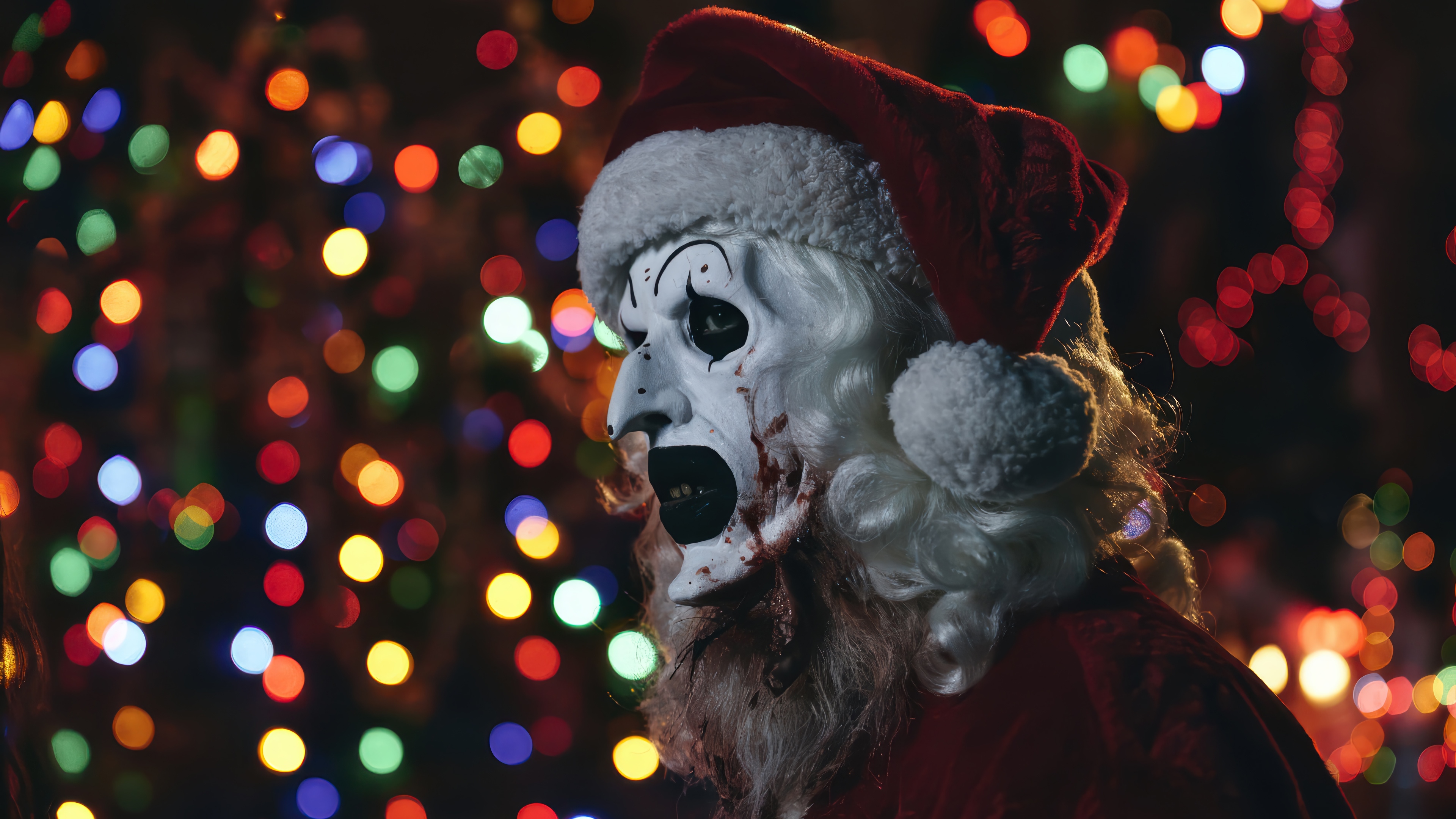 Art the Clown as Santa in Terrifier 3 4K HD Wallpaper