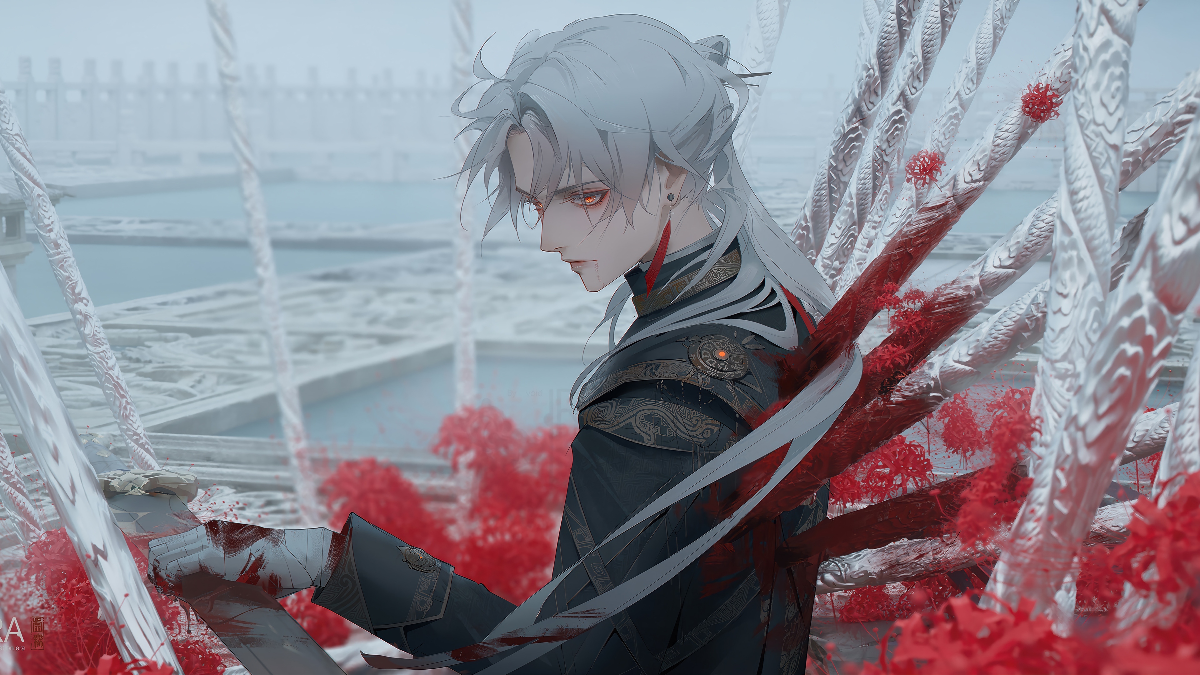Blade from Honkai Star Rail with red vines HD Wallpaper