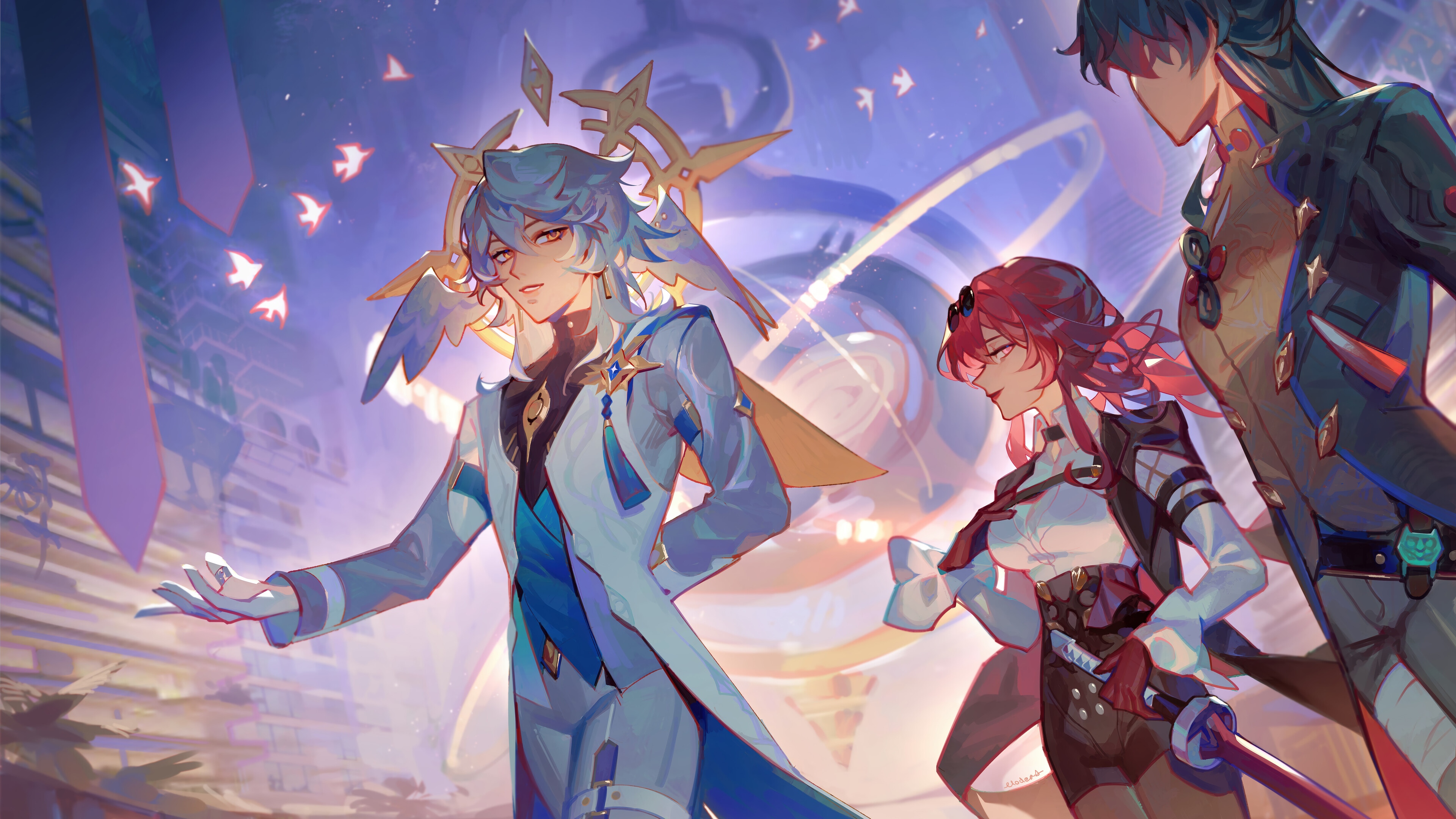 Honkai Star Rail characters Sunday, Kafka, and Blade HD Wallpaper