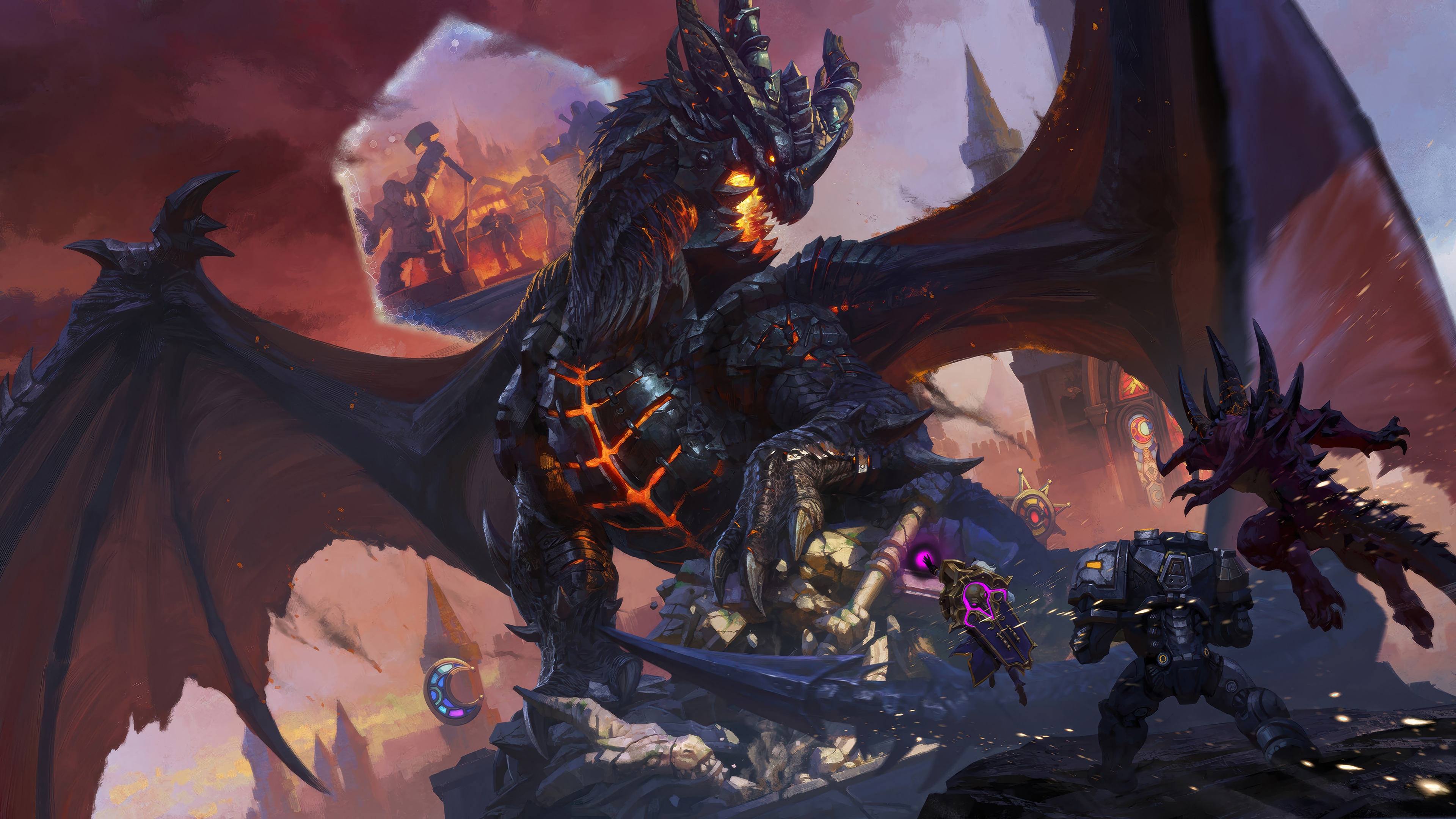 World of Warcraft: Deathwing and allies in battle 4K HD Wallpaper