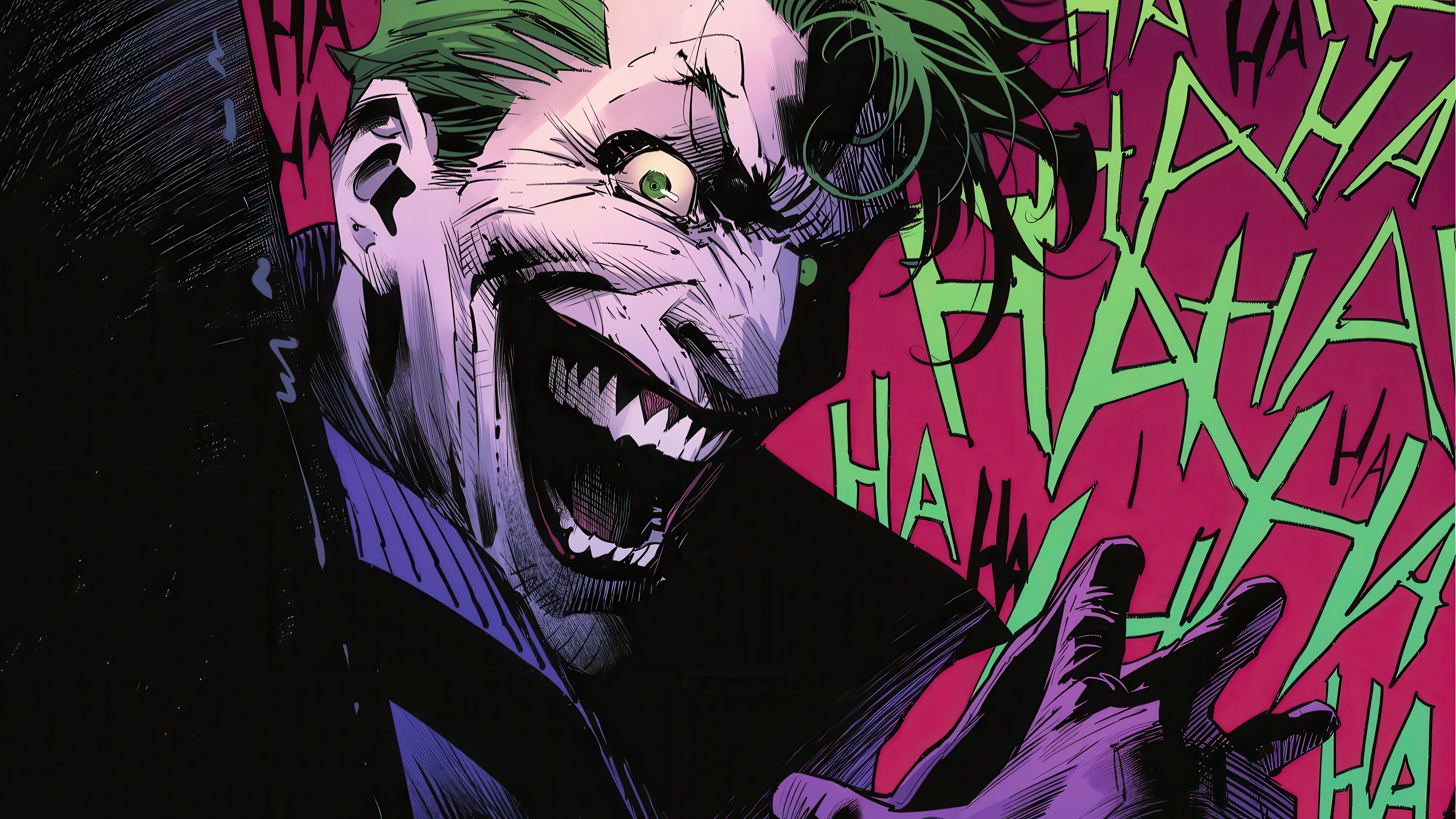 Joker laughing with HAHA background 4K HD Wallpaper