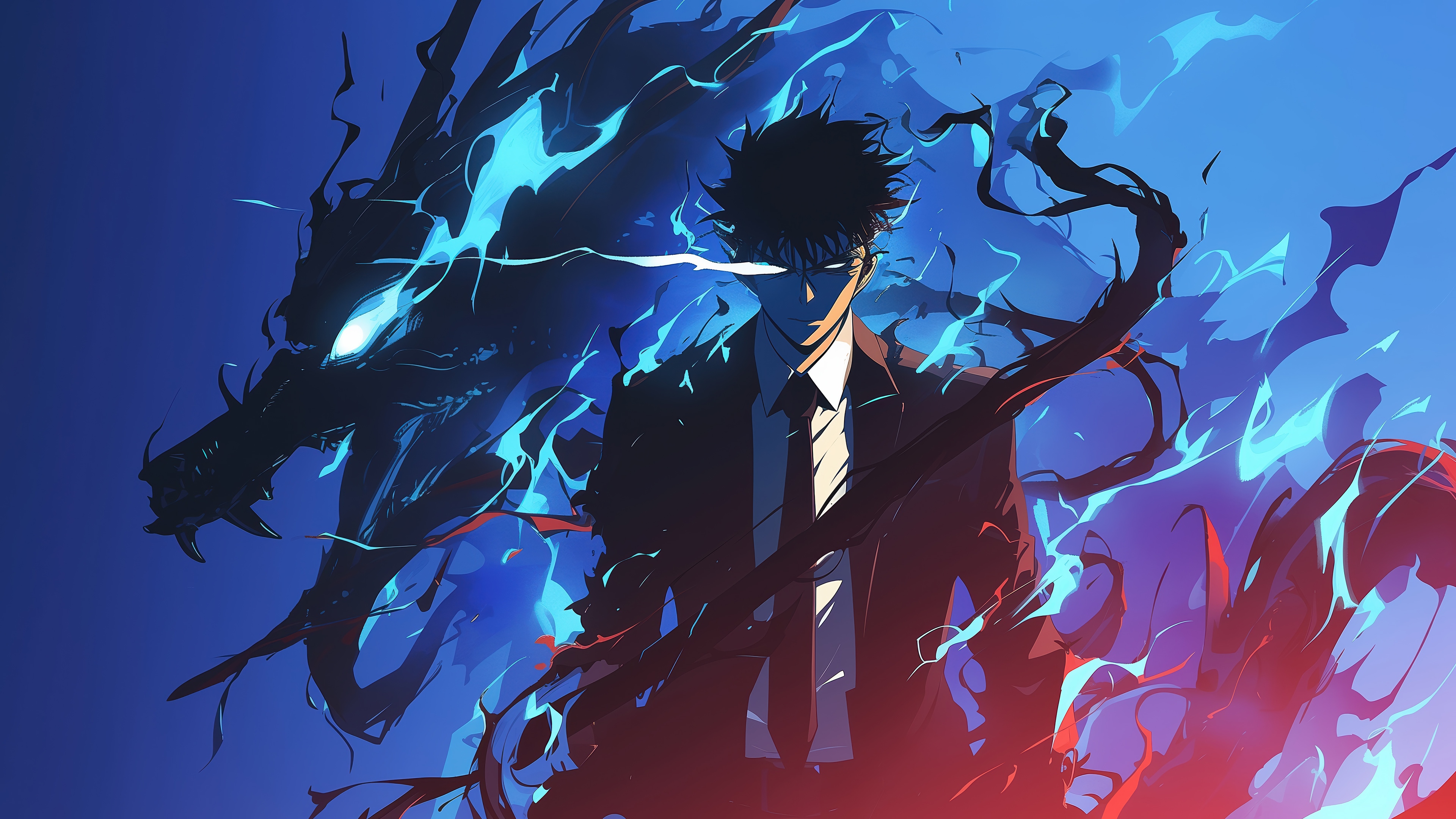 Sung Jin-Woo and Shadow Dragon 4K HD Wallpaper