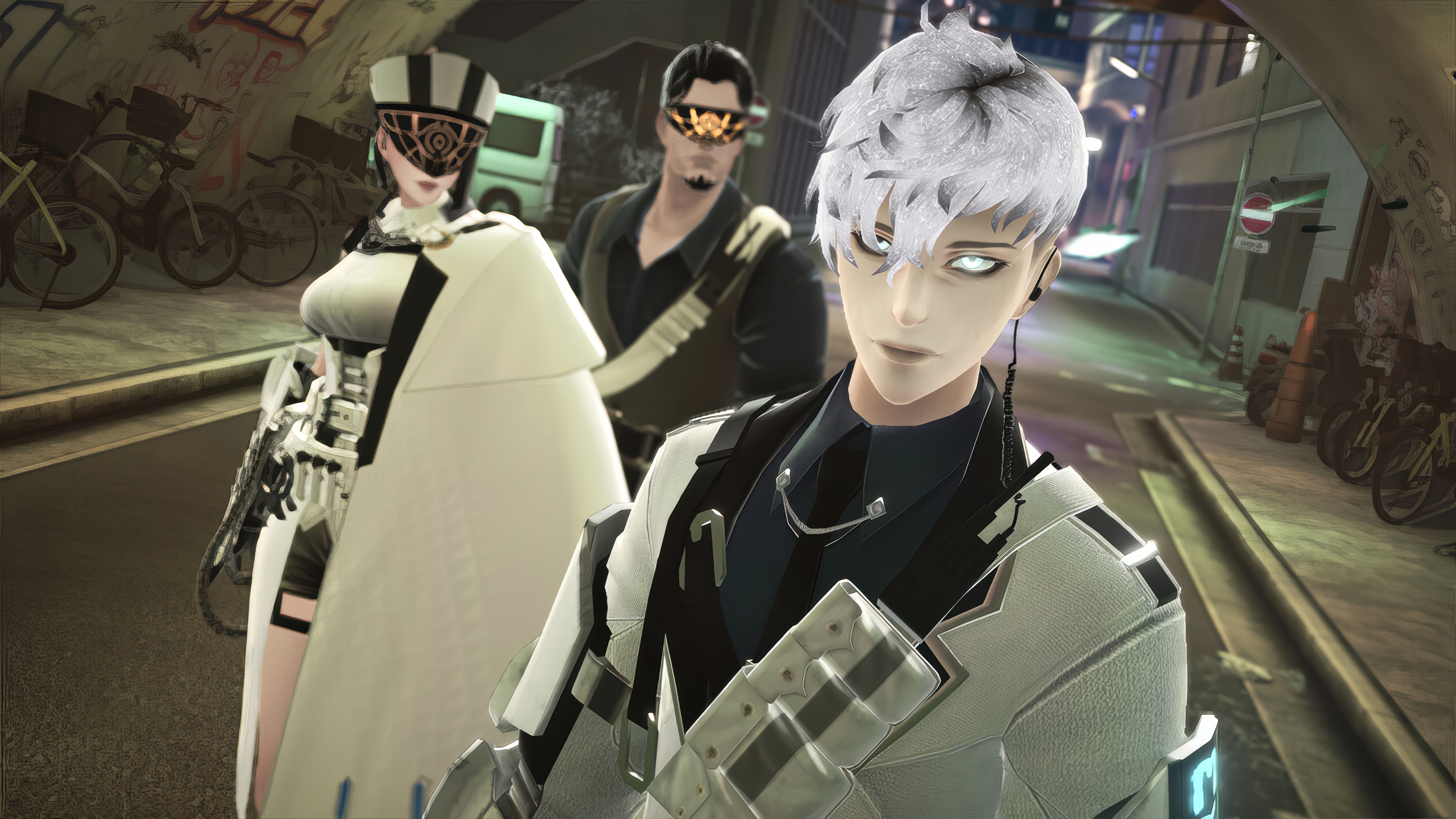 Reynatis characters in a city alley HD Wallpaper
