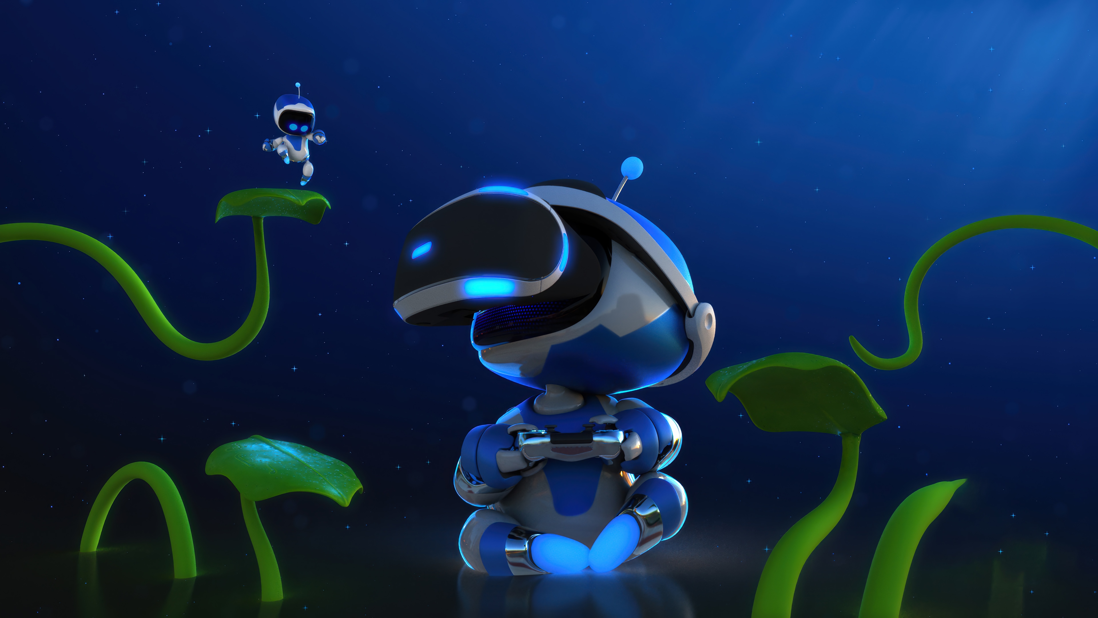 Astro Bot in a Blue and Green Underwater World HD Wallpaper