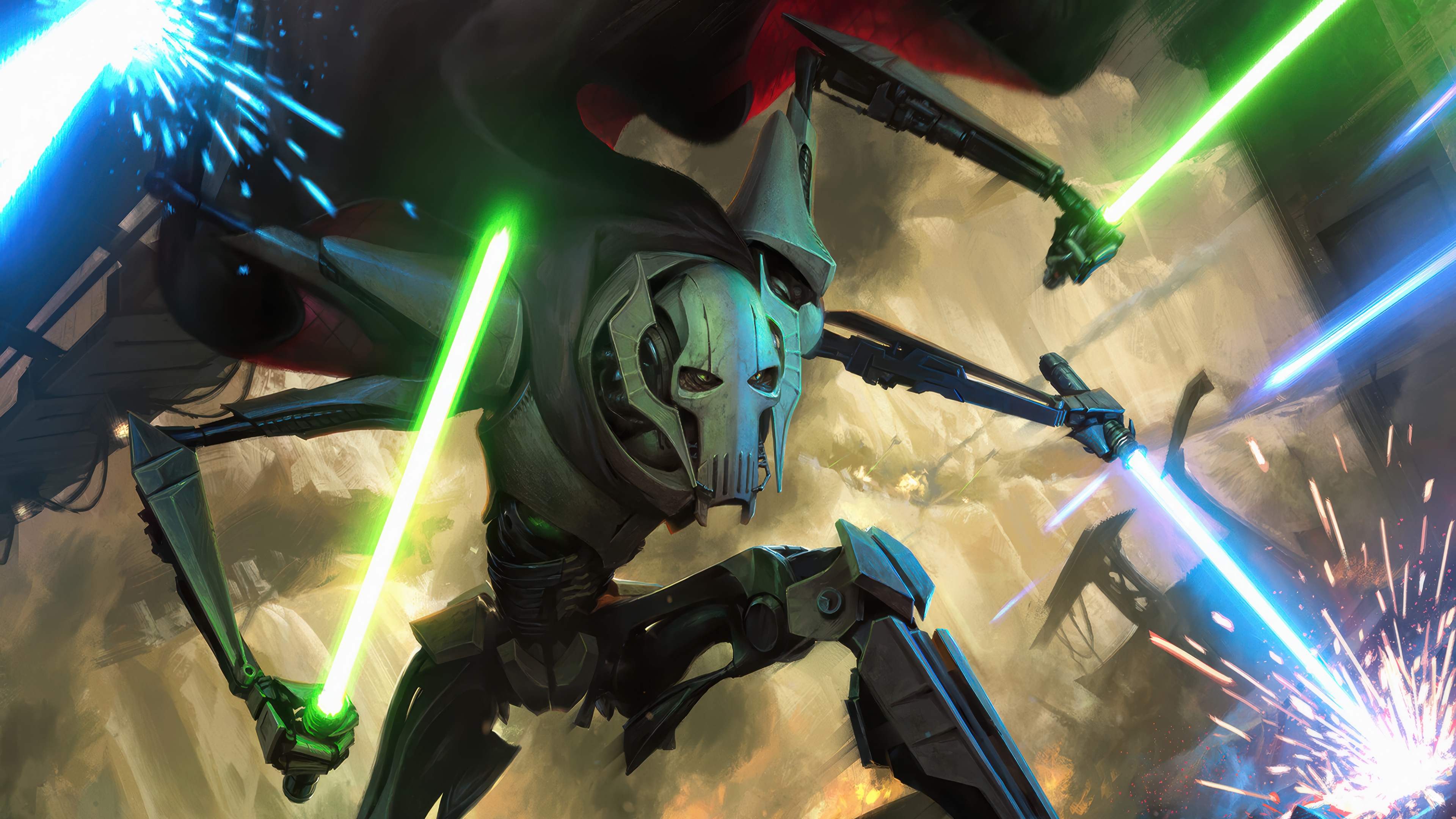 General Grievous with Lightsabers in Star Wars 4K HD Wallpaper
