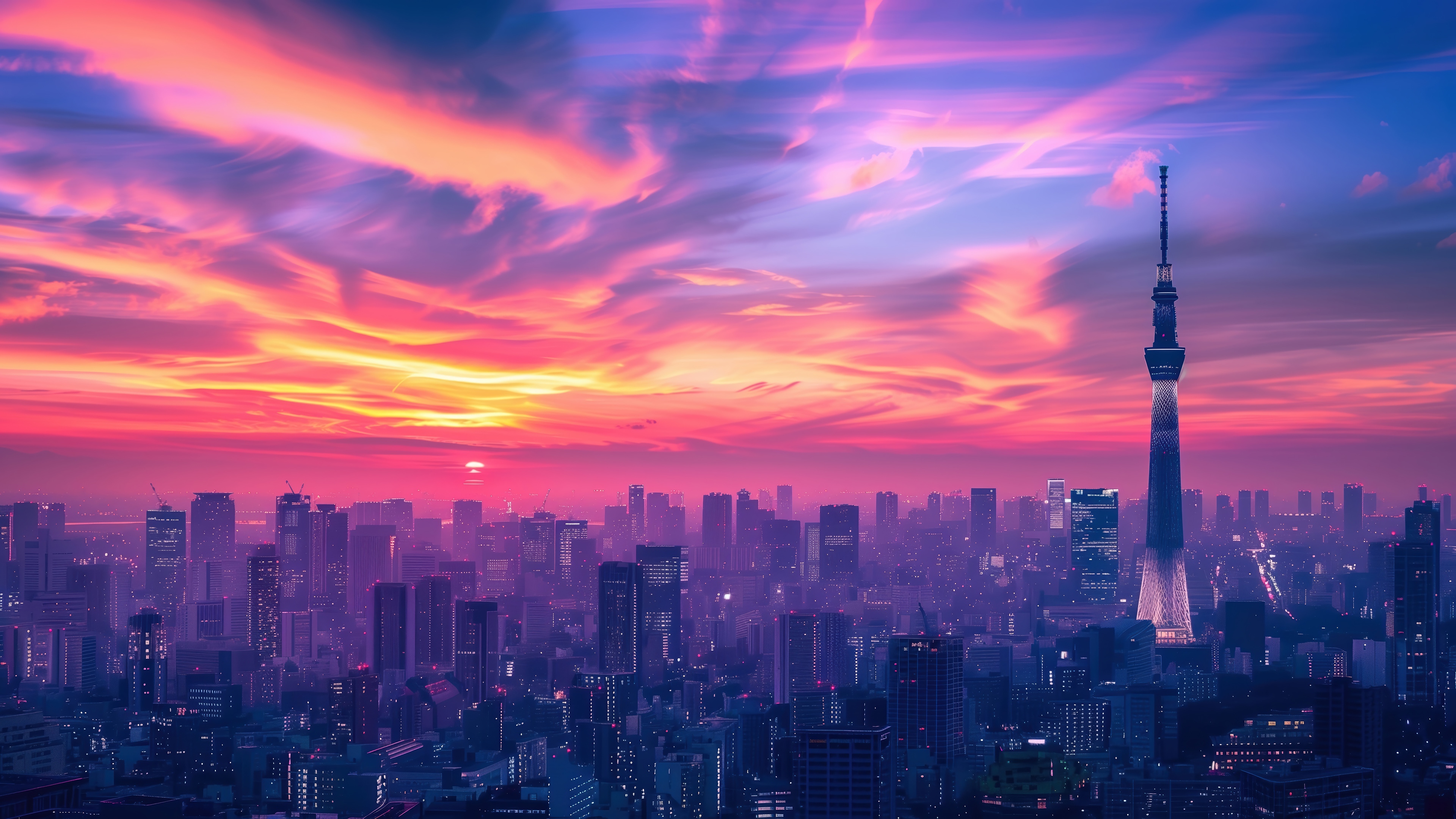 Tokyo Skytree at Sunset 4K HD Wallpaper