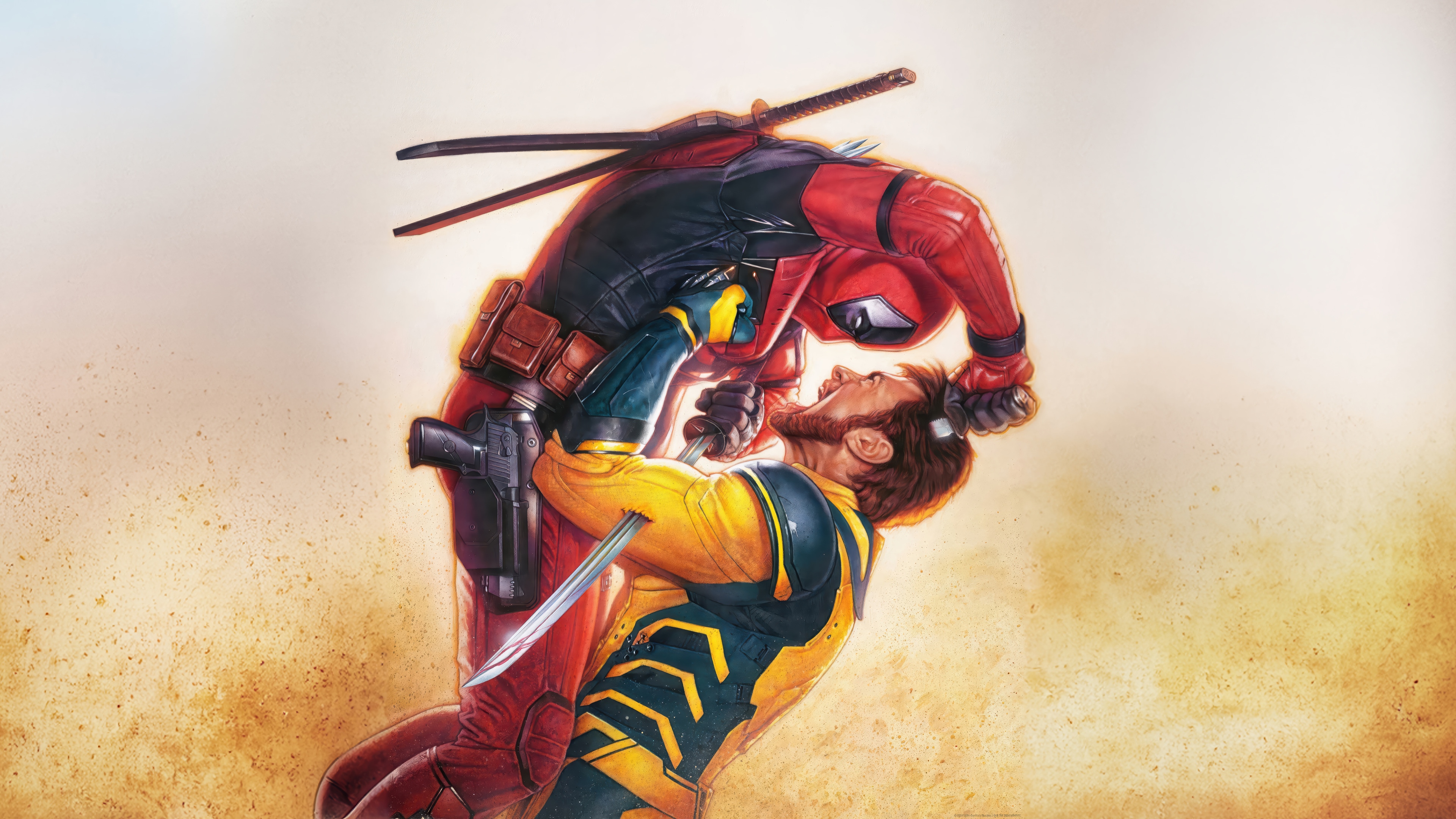 Deadpool and Wolverine Fighting 4K HD Wallpaper