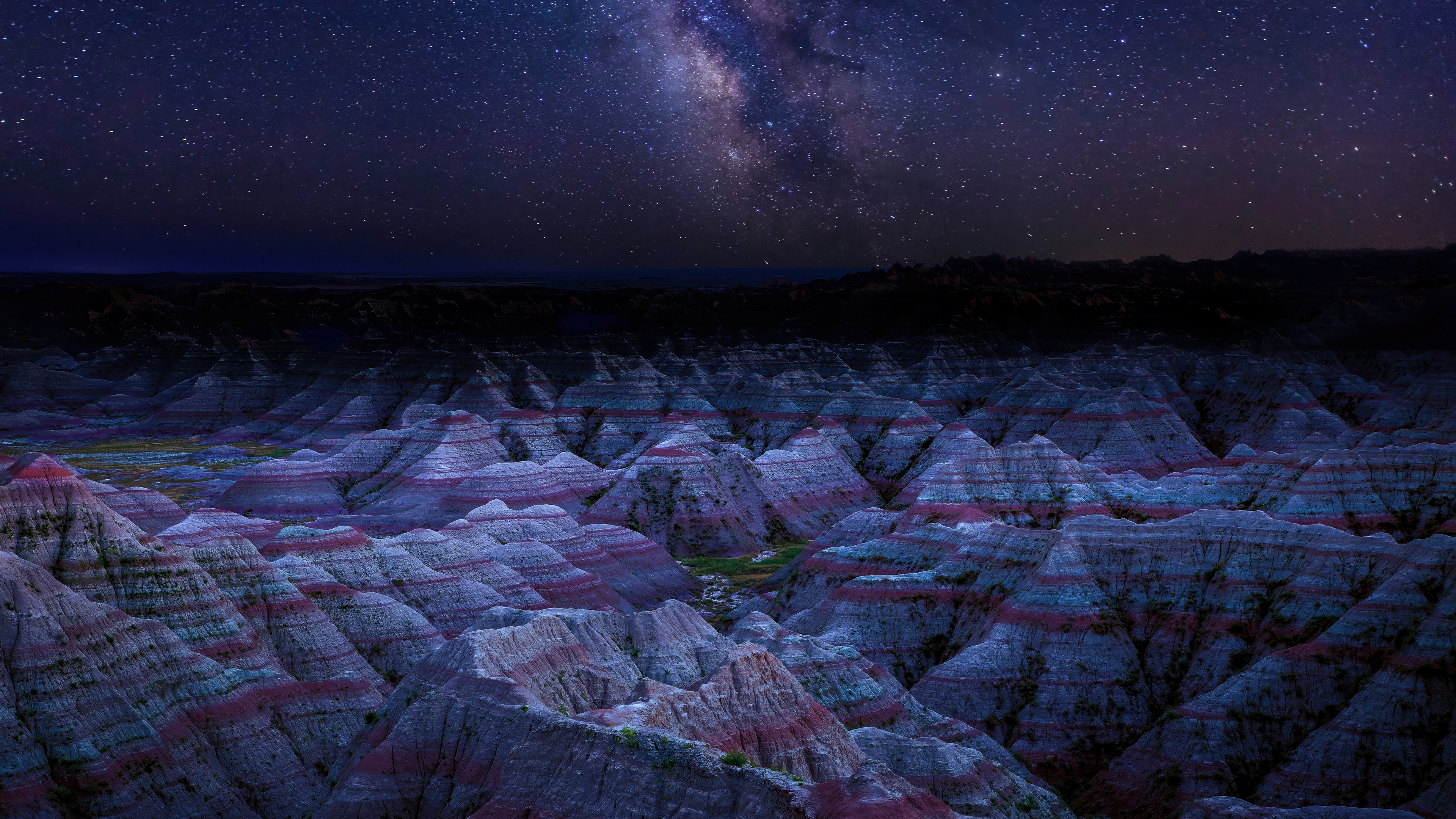 Badlands National Park at Night with Milky Way HD Wallpaper