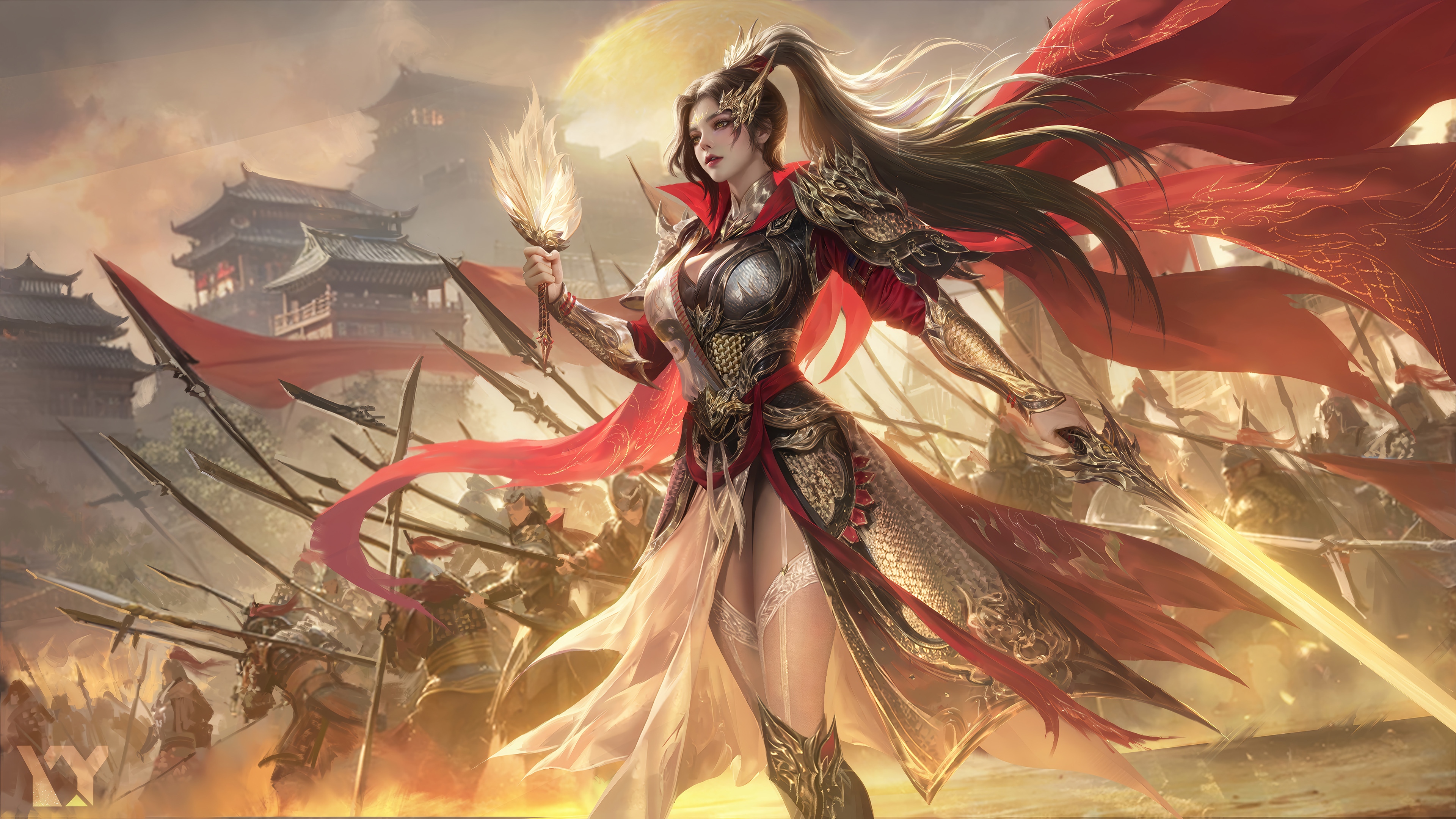 Fantasy Warrior Girl Army 4K HD Wallpaper