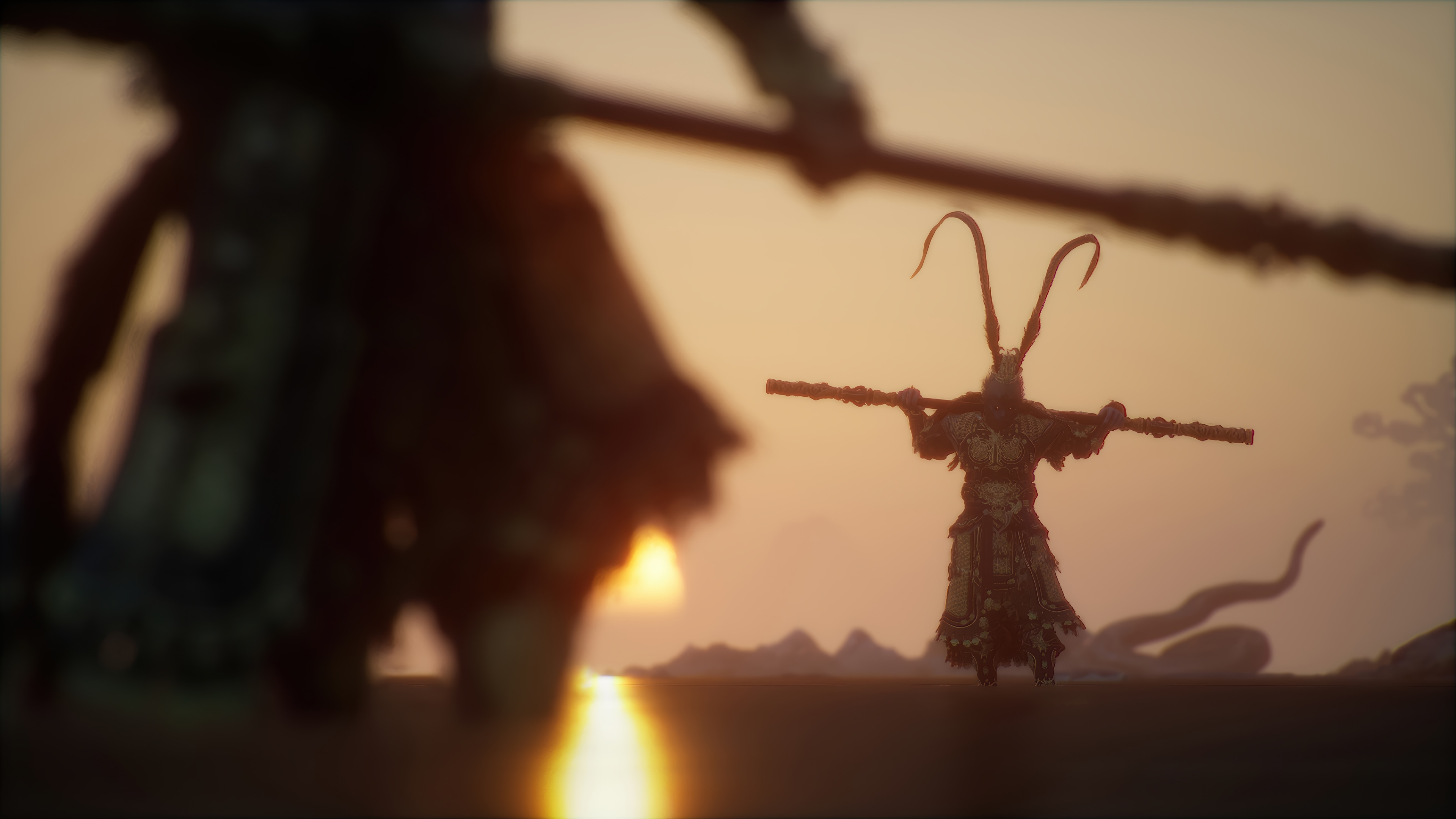 Wukong in a standoff at sunset 4K HD Wallpaper