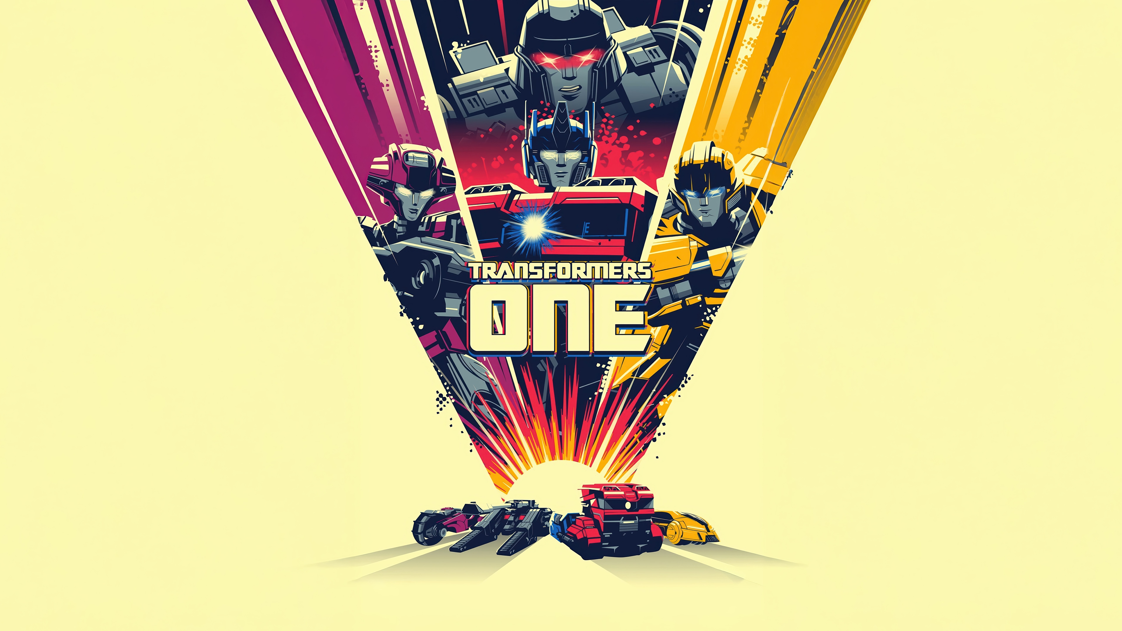Transformers One Movie Poster with Optimus Prime and Megatron HD Wallpaper