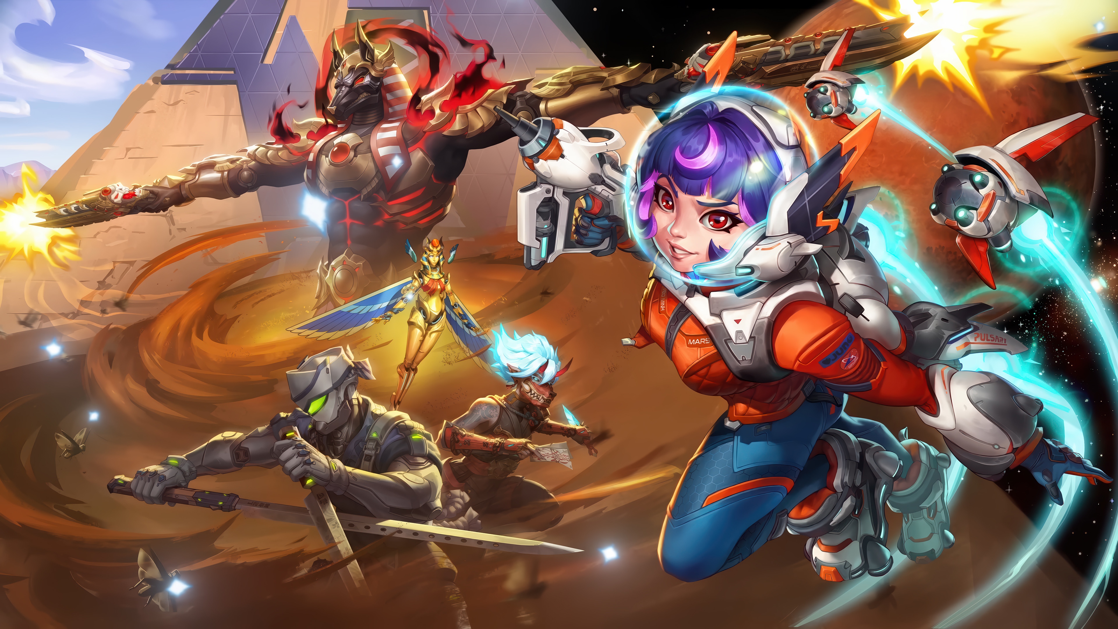 Overwatch 2 Characters in a Desert Landscape HD Wallpaper