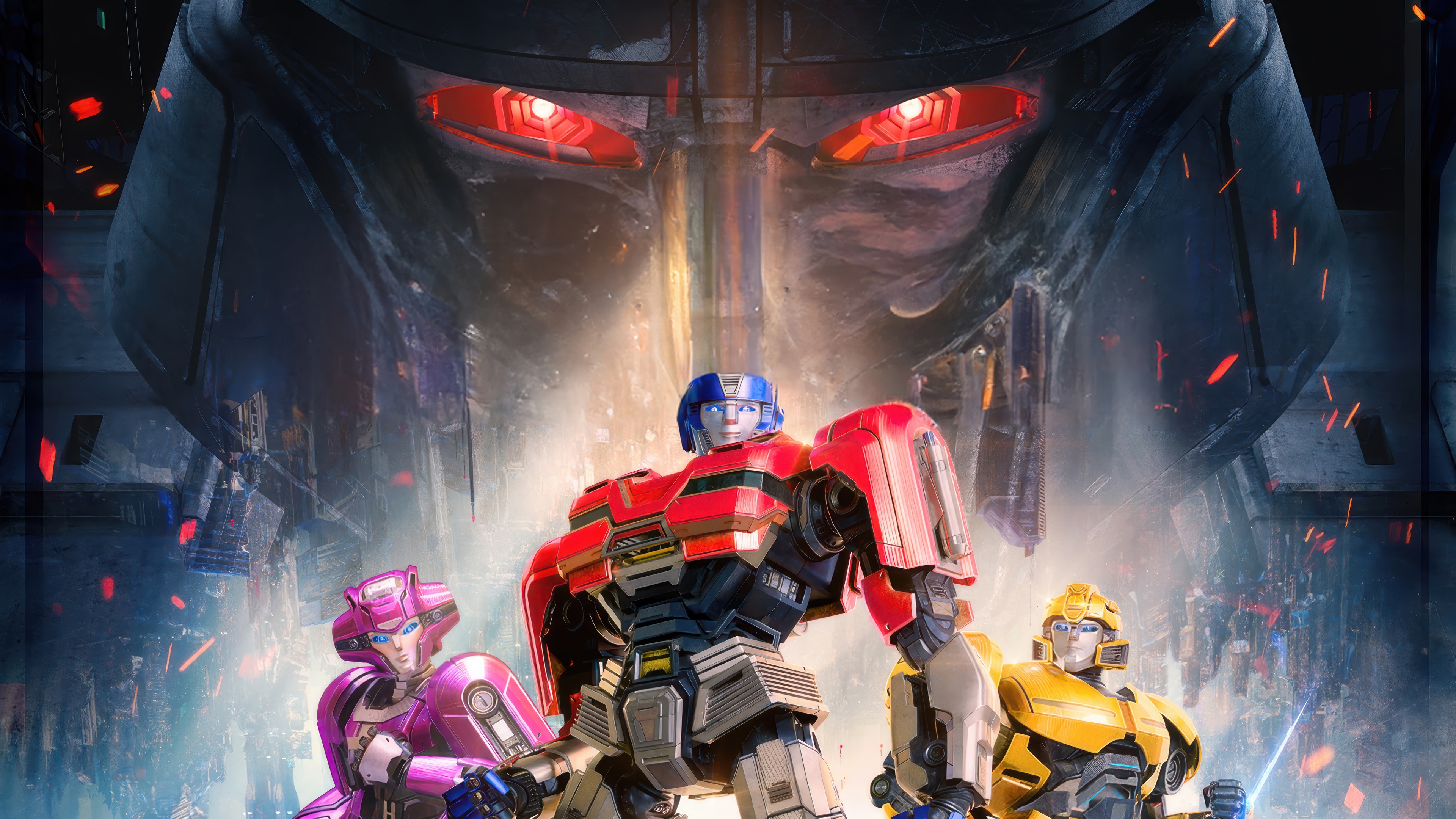 Transformers One: Optimus Prime, Elita-1, Bumblebee, and Megatron HD Wallpaper