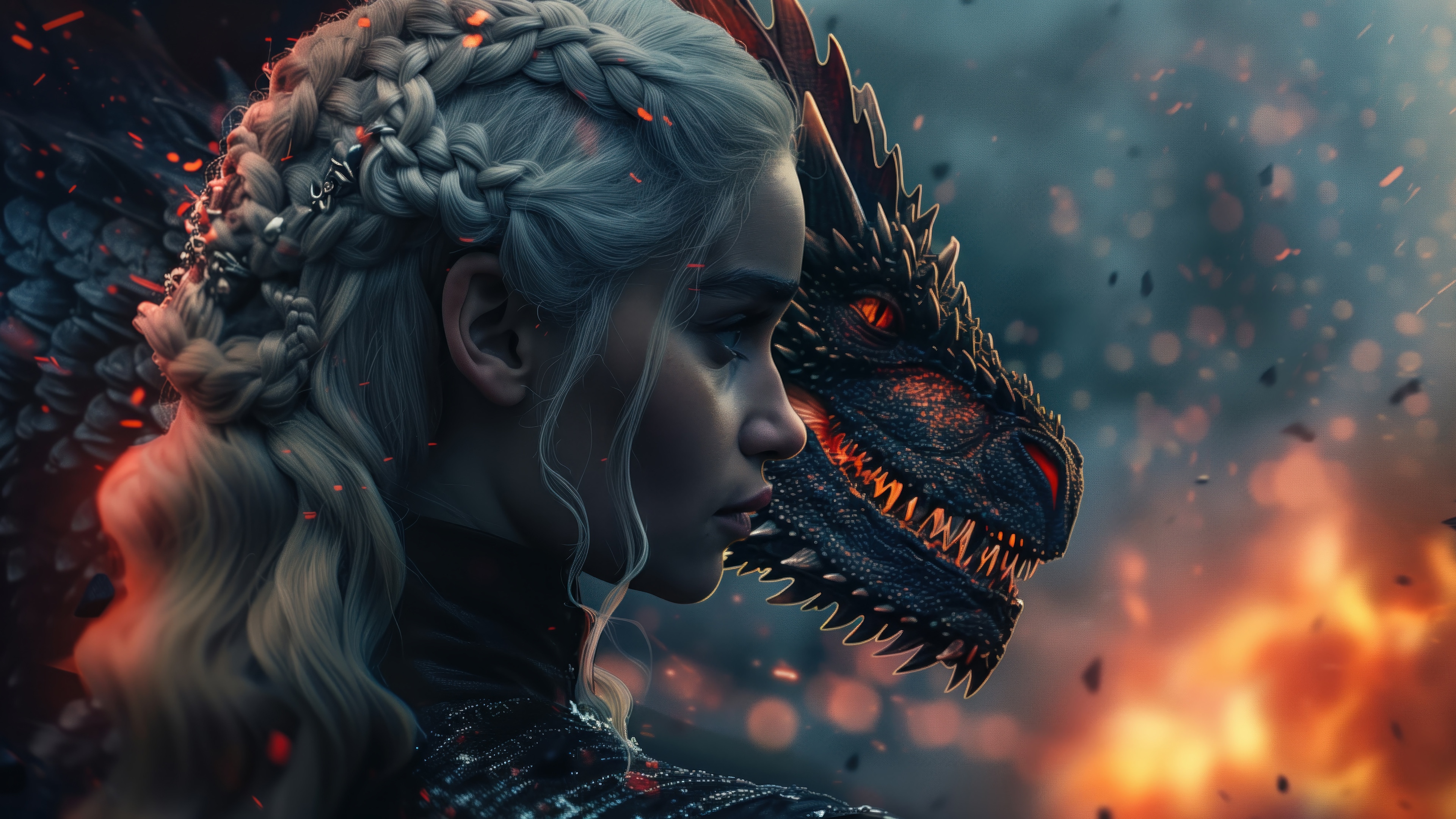 Daenerys Targaryen and Dragon in 4K HD Wallpaper
