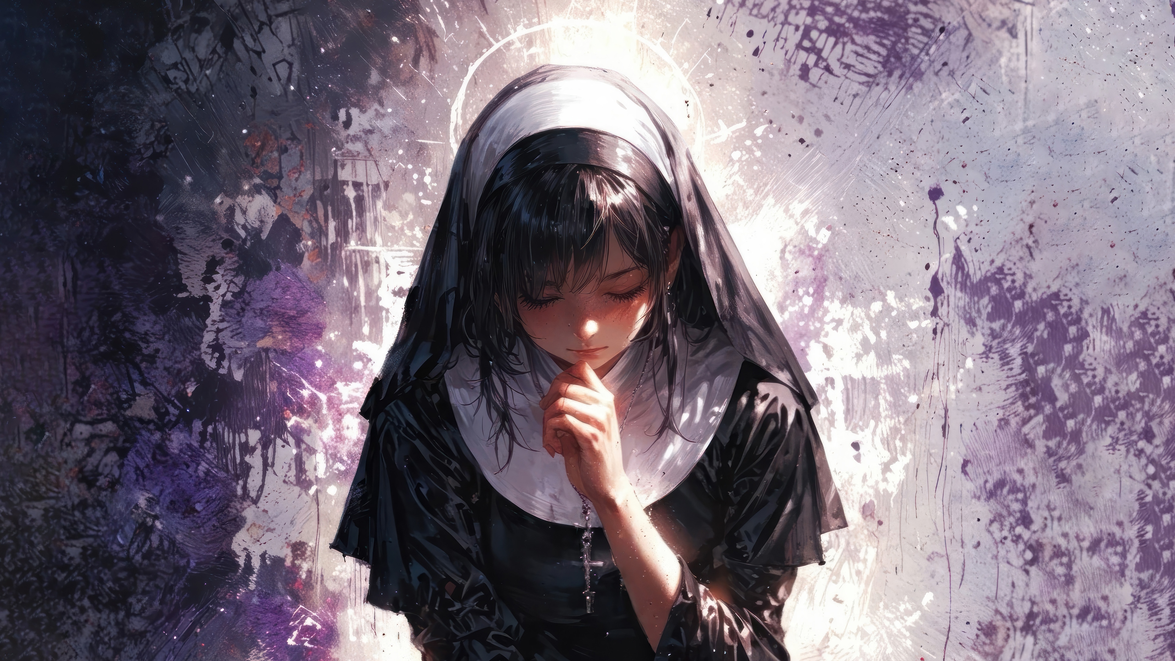 Anime Nun in 4K HD Wallpaper