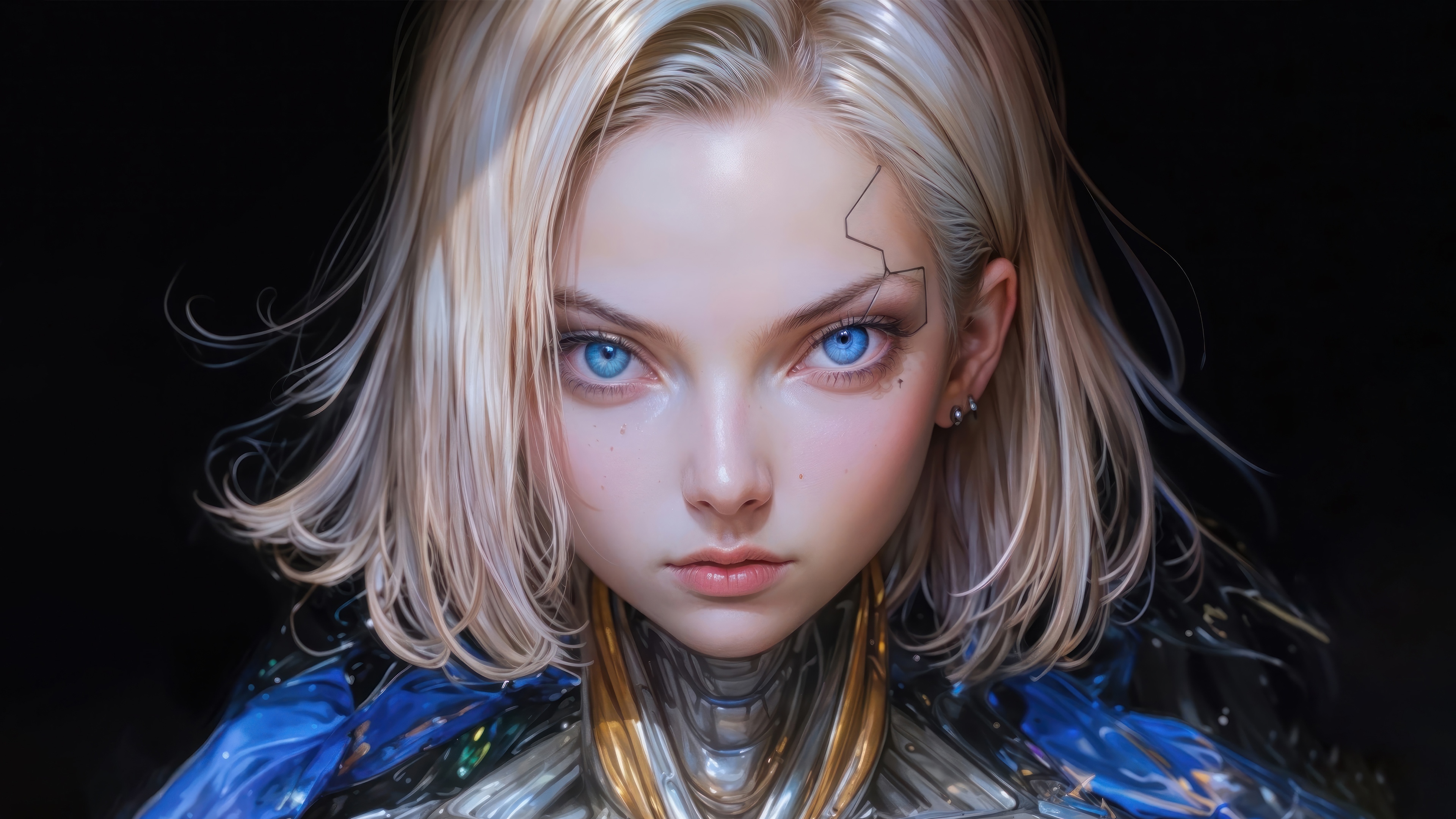 Cyberpunk Sci-Fi Blonde Anime Girl 4K HD Wallpaper