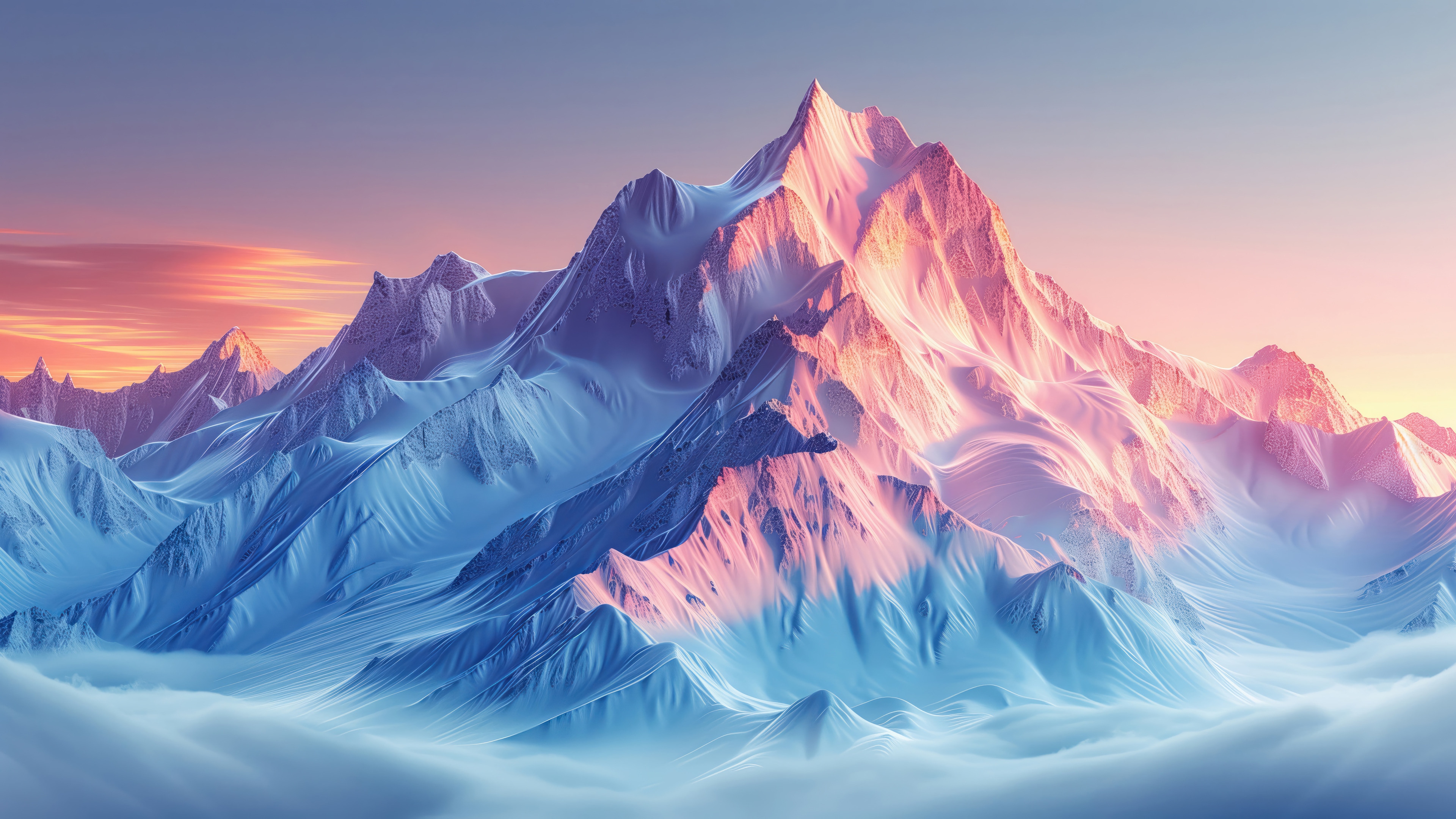 Snowy Mountain Scenery 4K HD Wallpaper