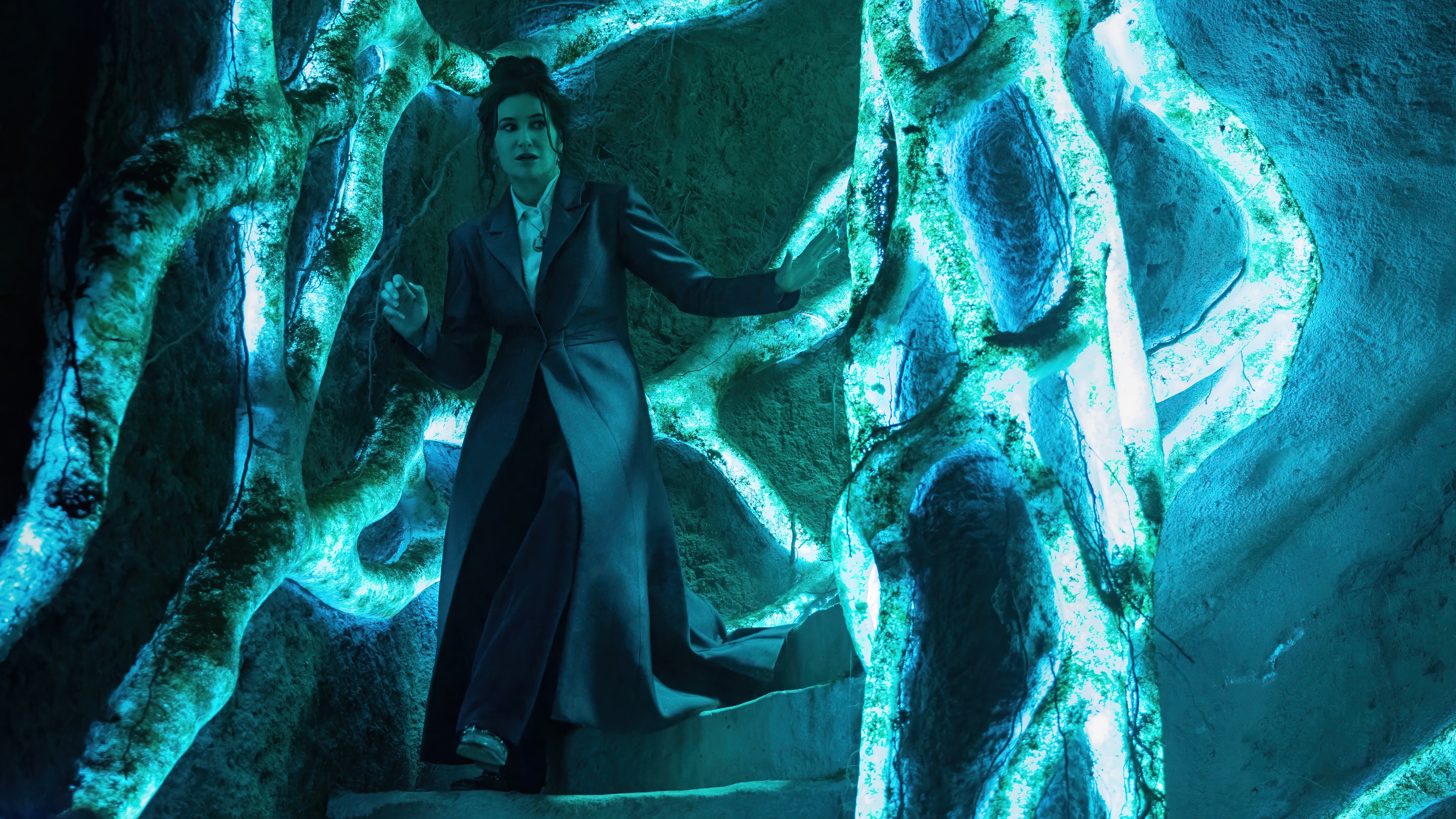 Agatha Harkness in a glowing blue environment 4K HD Wallpaper